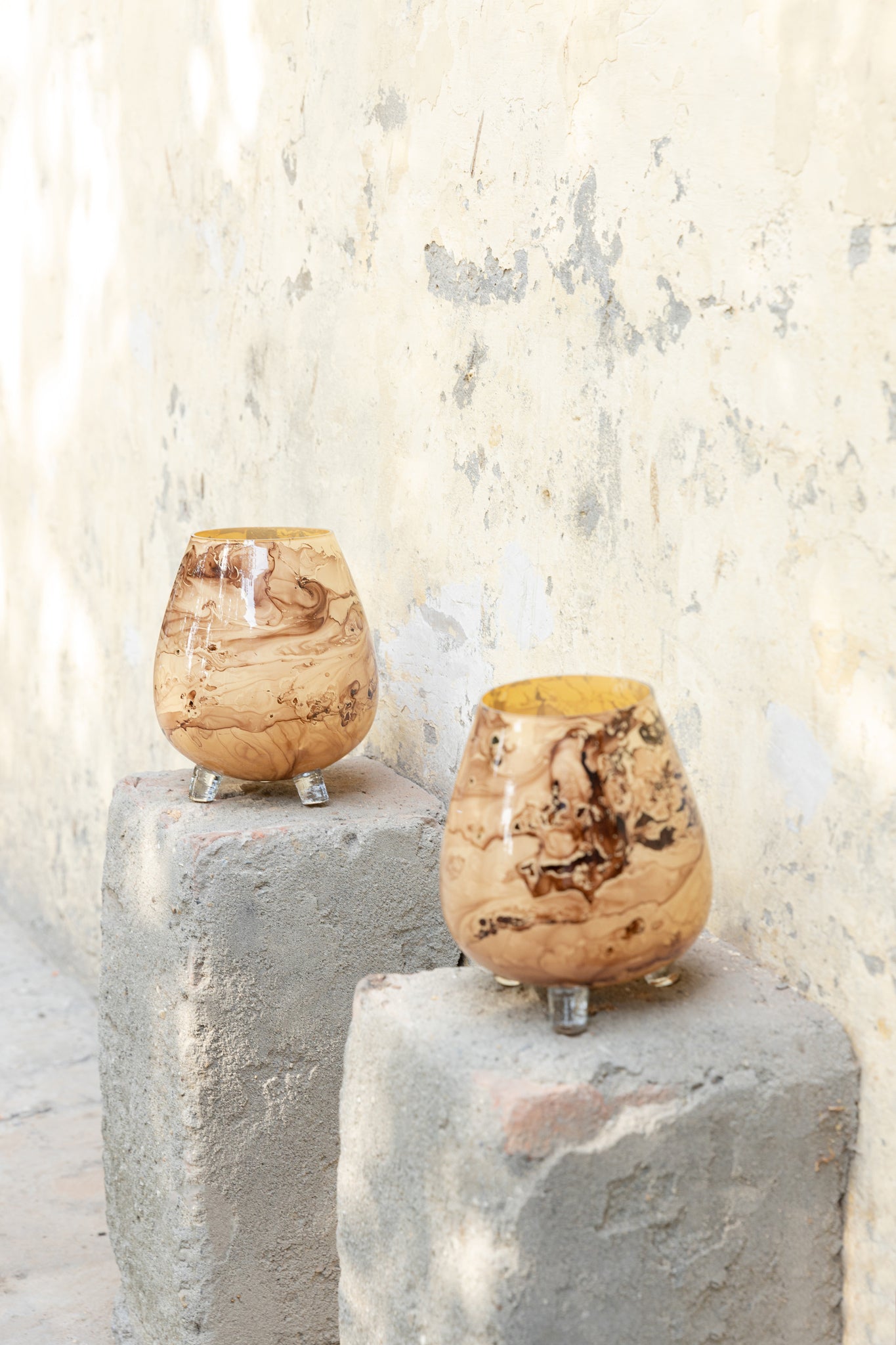 Jamillia Bougeoirs en verre - Marron