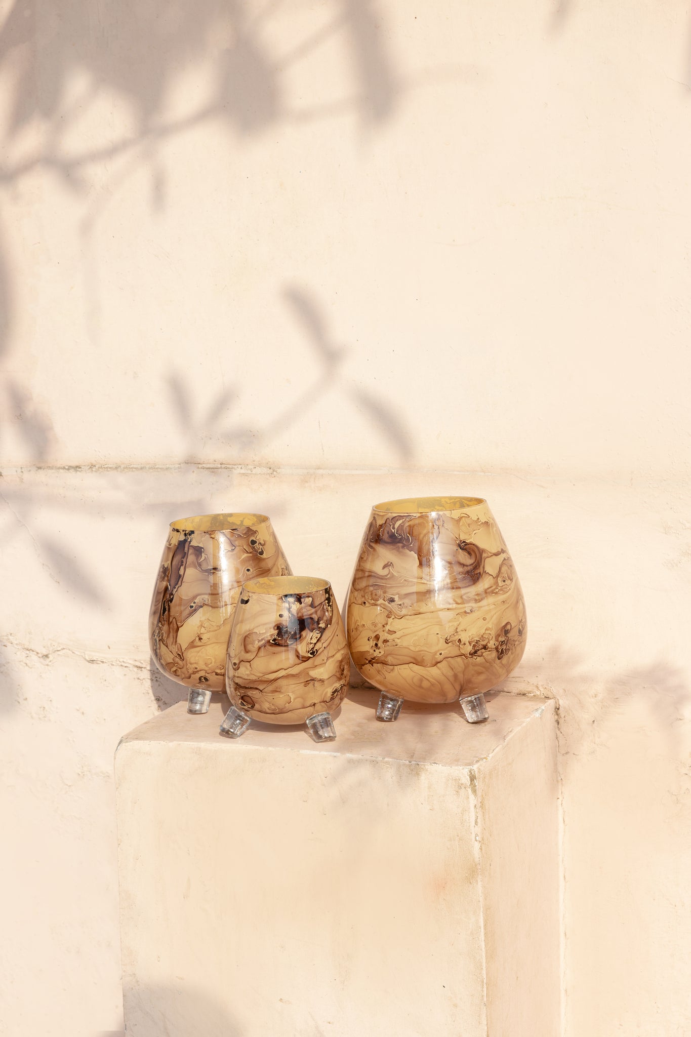 Jamillia Bougeoirs en verre - Marron