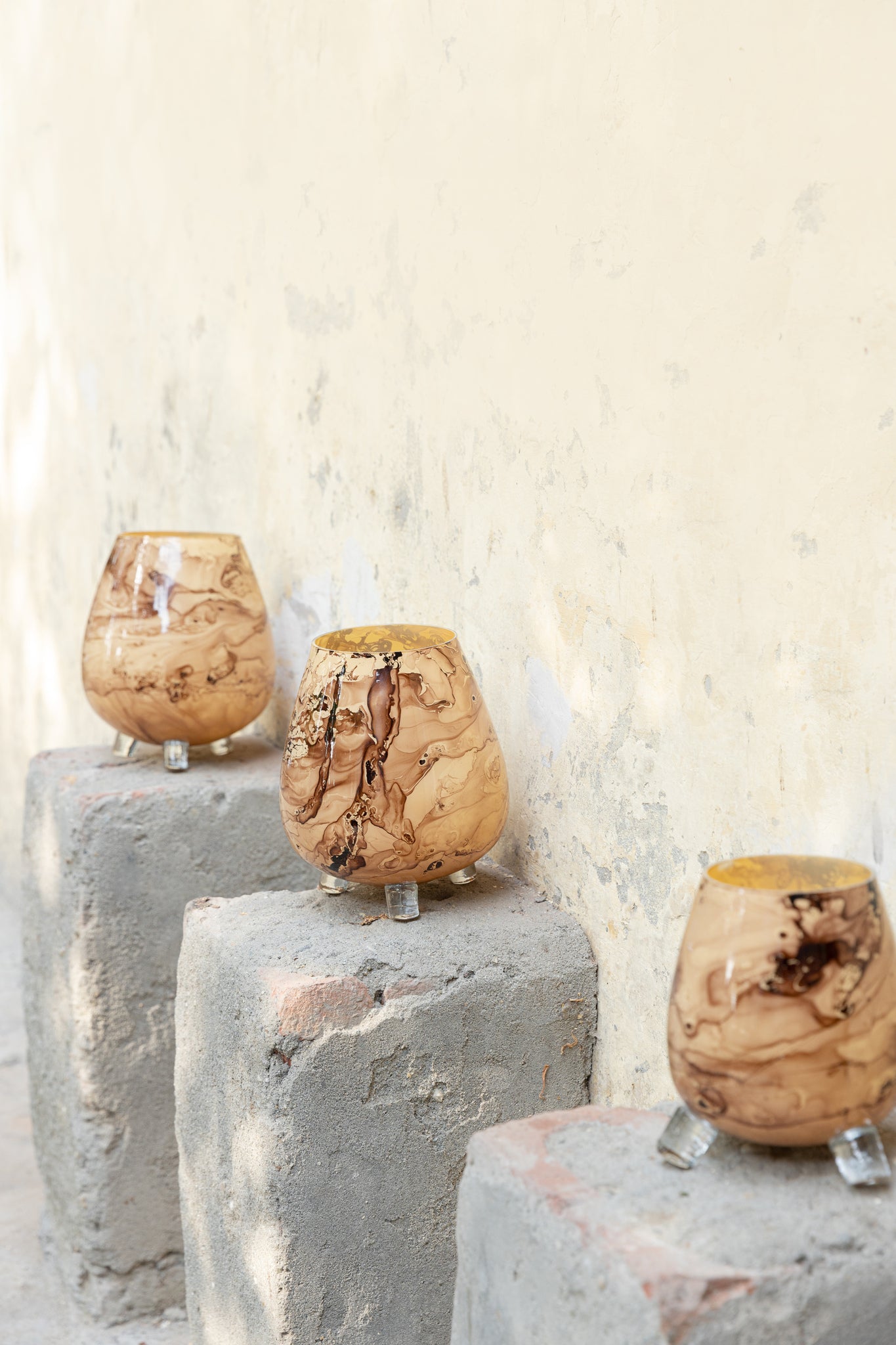 Jamillia Bougeoirs en verre - Marron