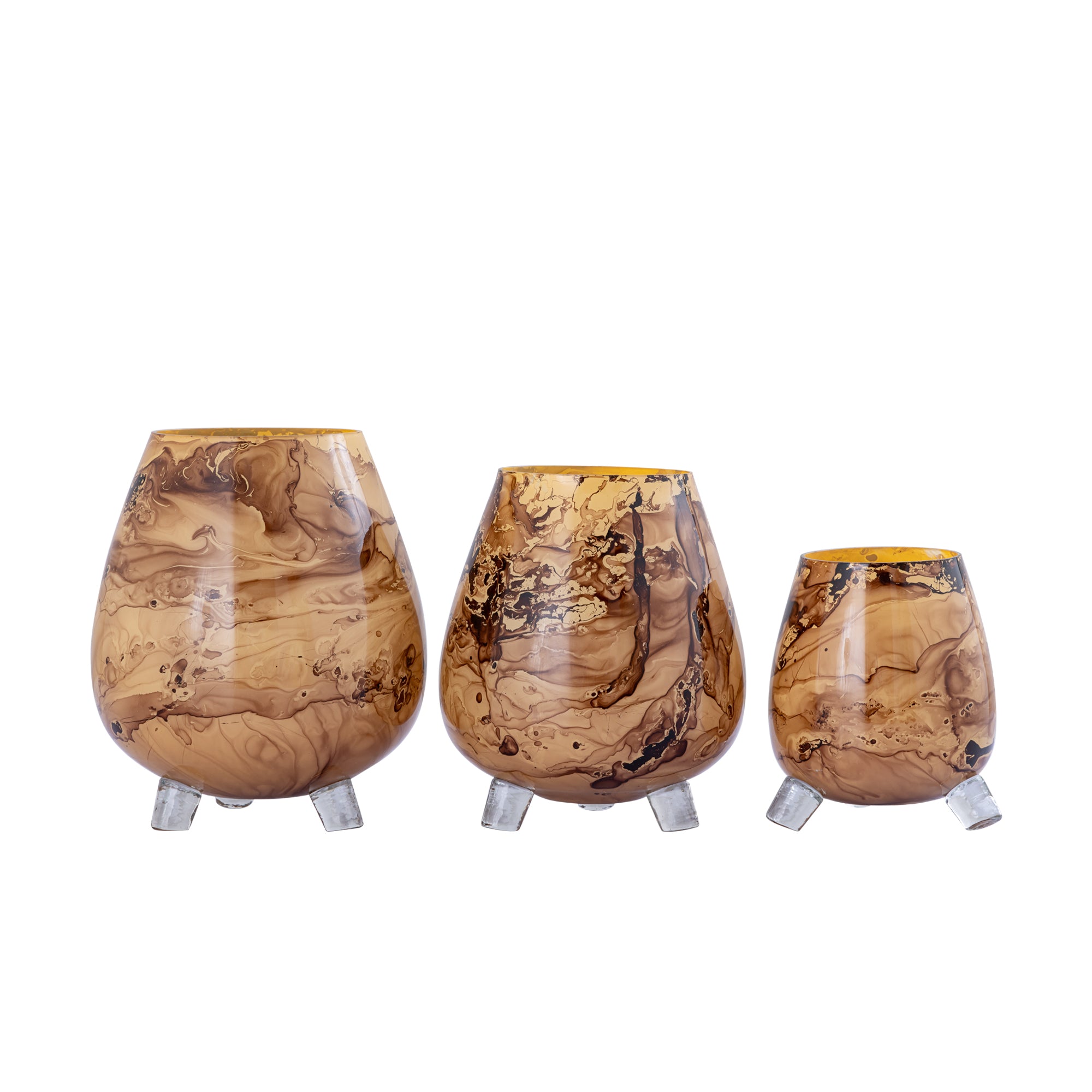 Jamillia Bougeoirs en verre - Marron