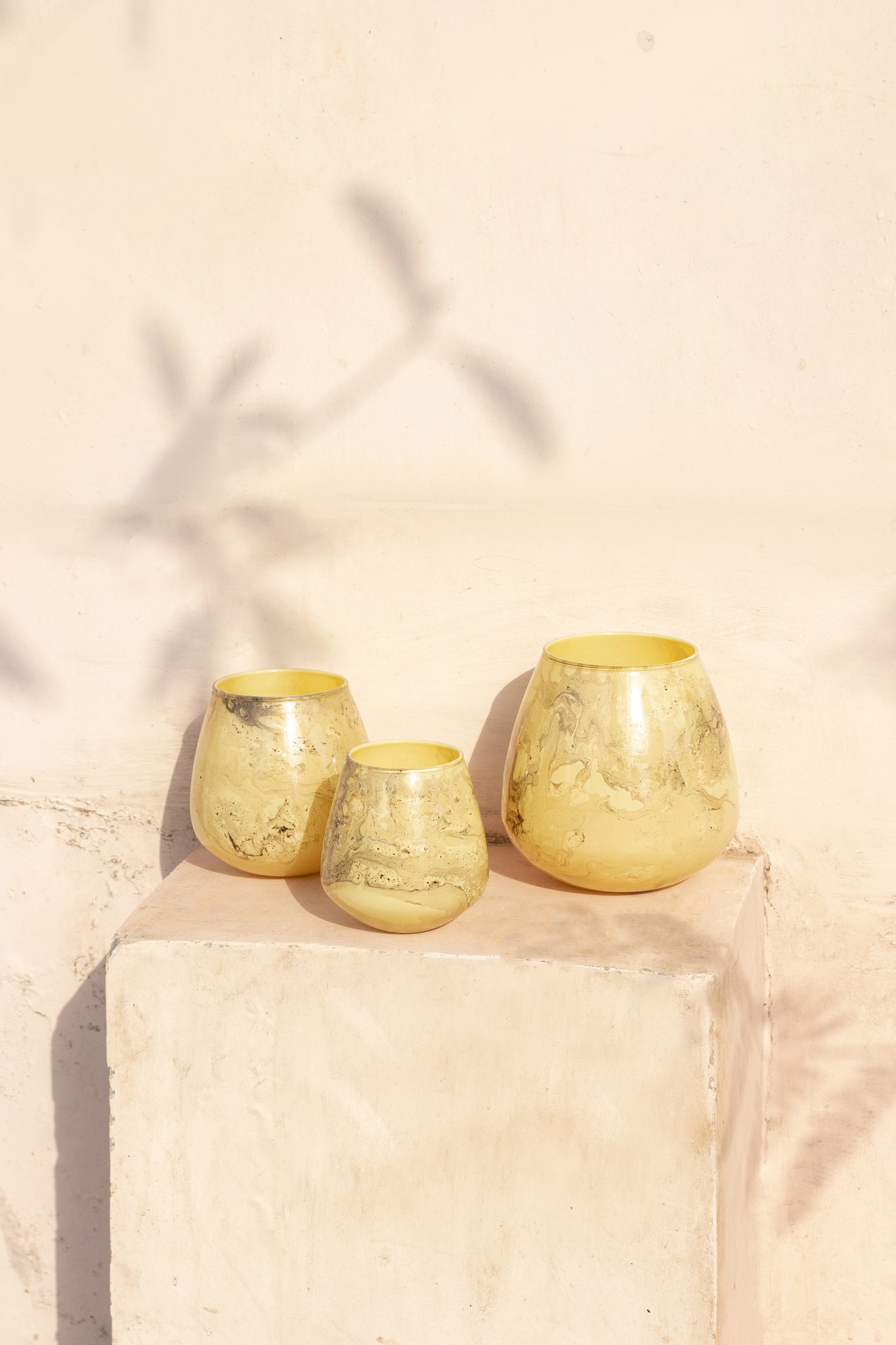 Nelle Bougeoirs en verre - Jaune