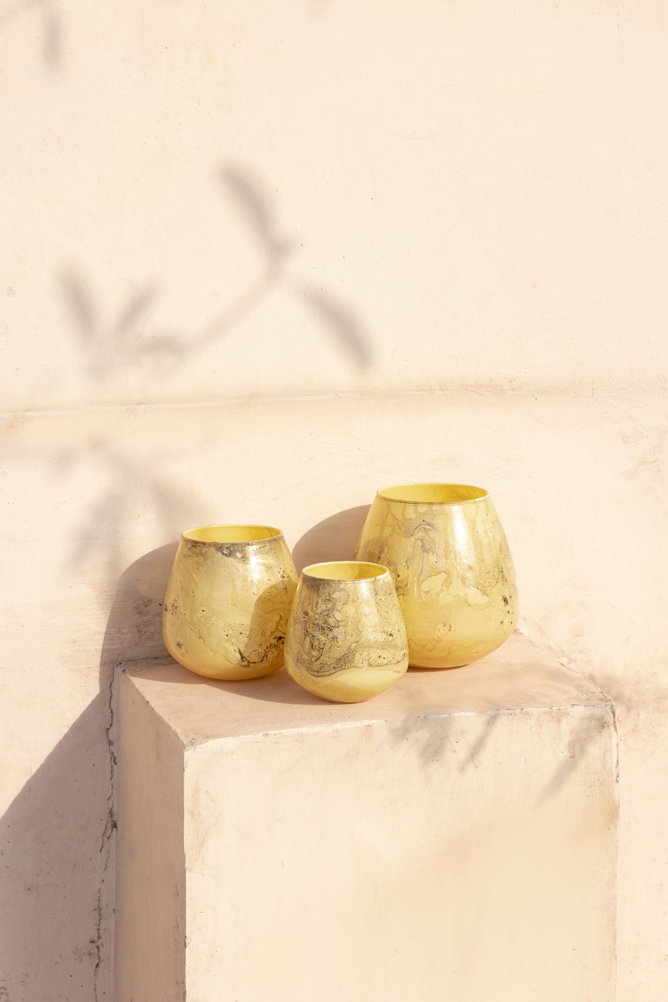Nelle Bougeoirs en verre - Jaune