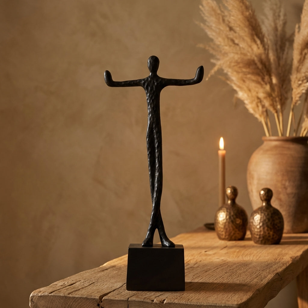 Eagen Black casted alu statue outstretched arms