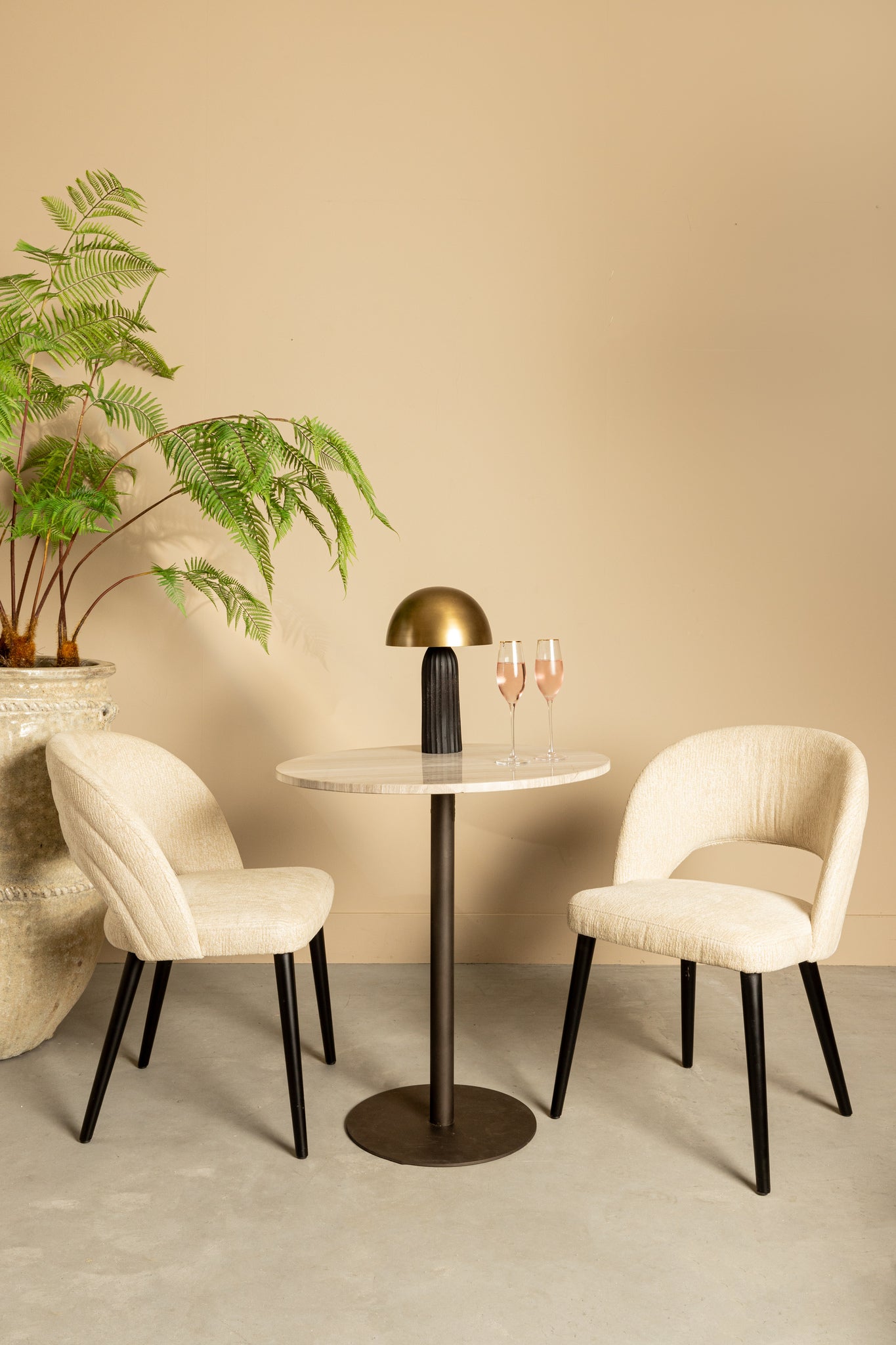 Plaza bistrotable round white marble taupe base - Photo 2