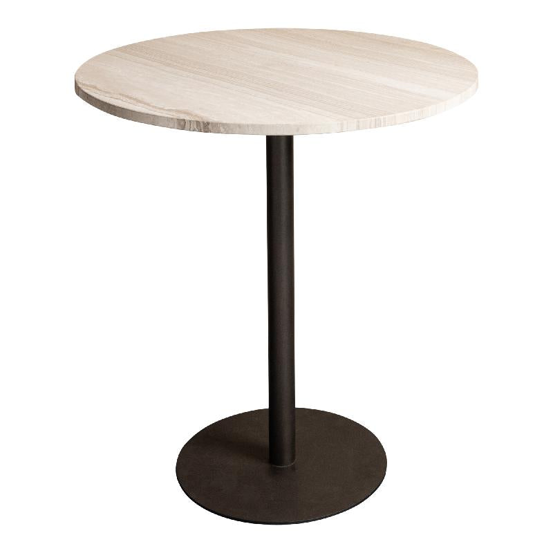 Plaza bistrotable round white marble taupe base