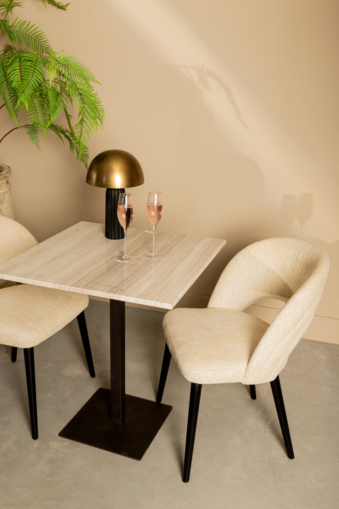 Plaza bistrotable square white marble taupe base - Photo 2