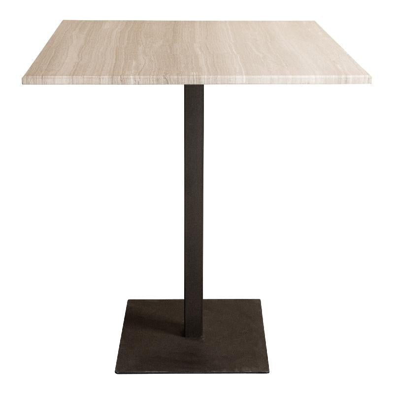 Plaza bistrotable square white marble taupe base