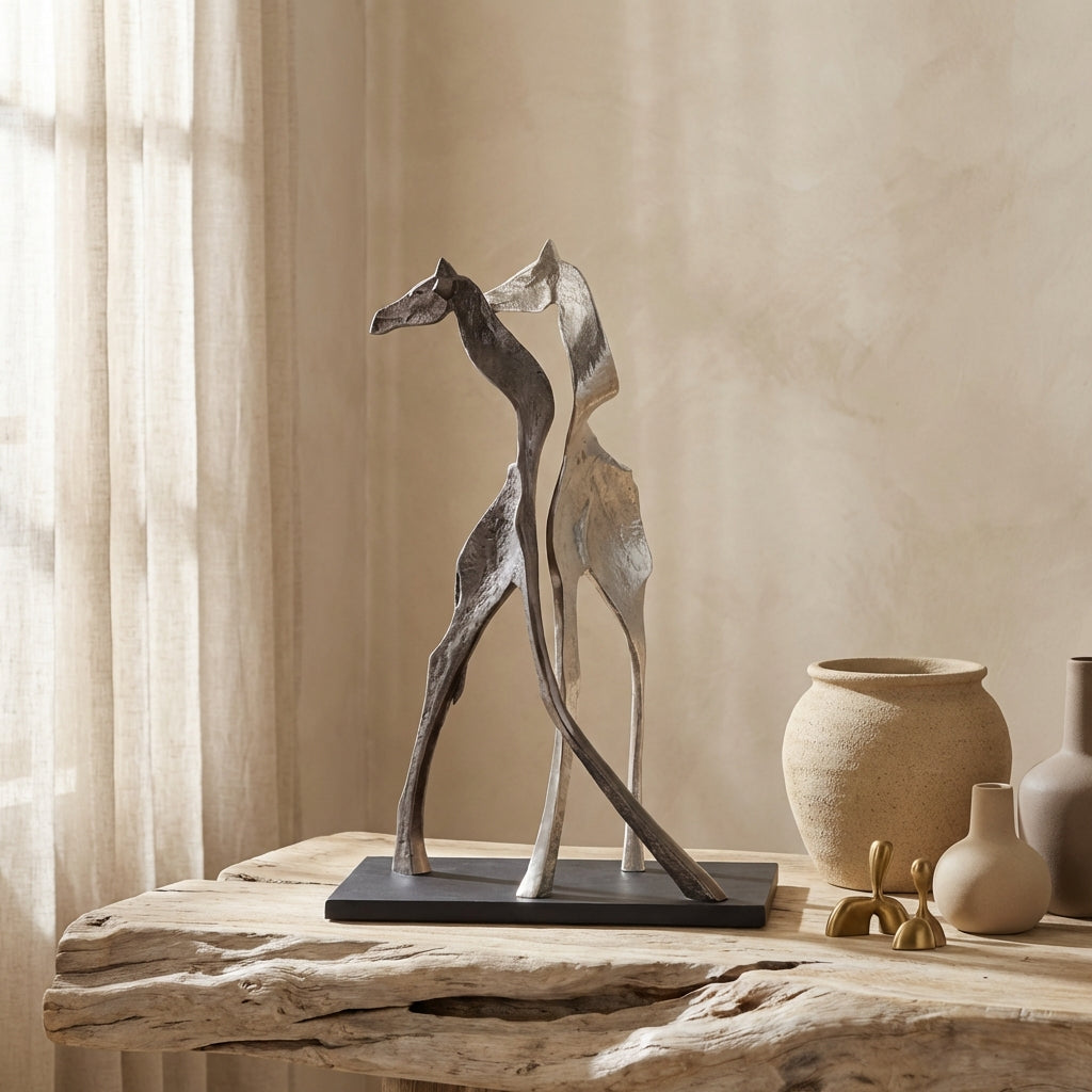 Skye Black alu statue giraffe shaped Small