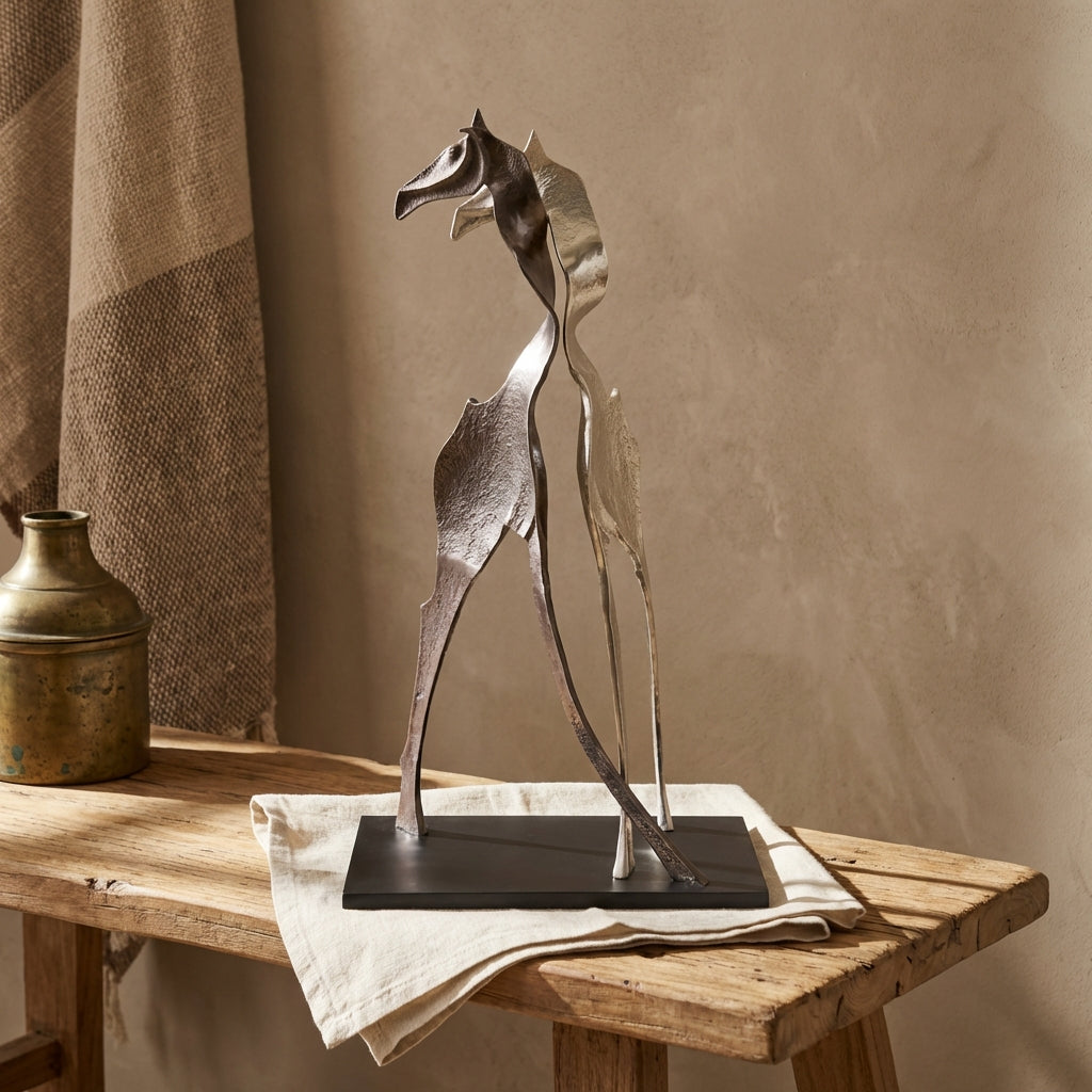 Skye Black alu statue giraffe shaped Large