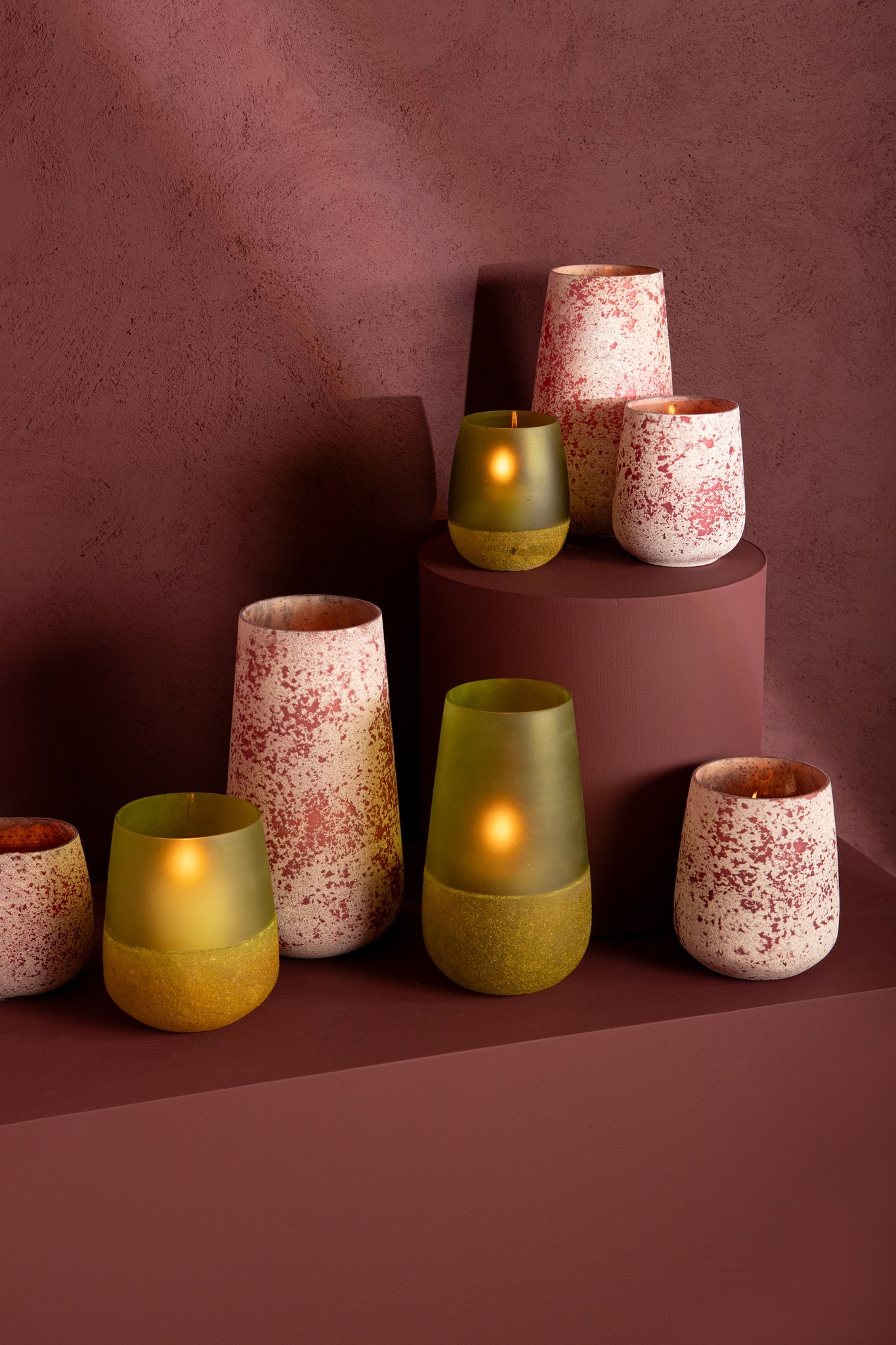 Marcy Bougeoirs en verre — Stormlight Round Rough Bottom 2 - Vert