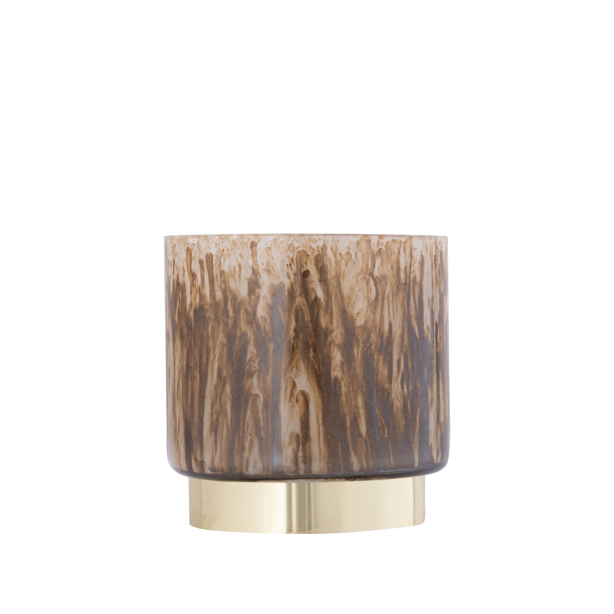 Allie Photophores en verre — Tealight Round Gold Foot - Marron