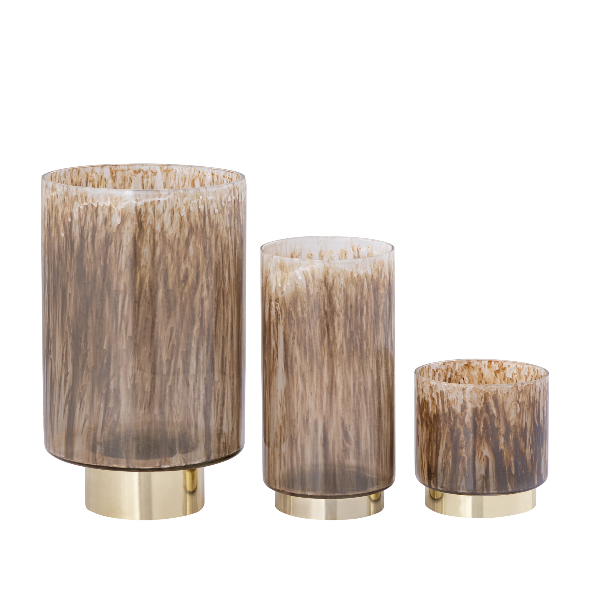 Allie Photophores en verre — Tealight Round Gold Foot - Marron