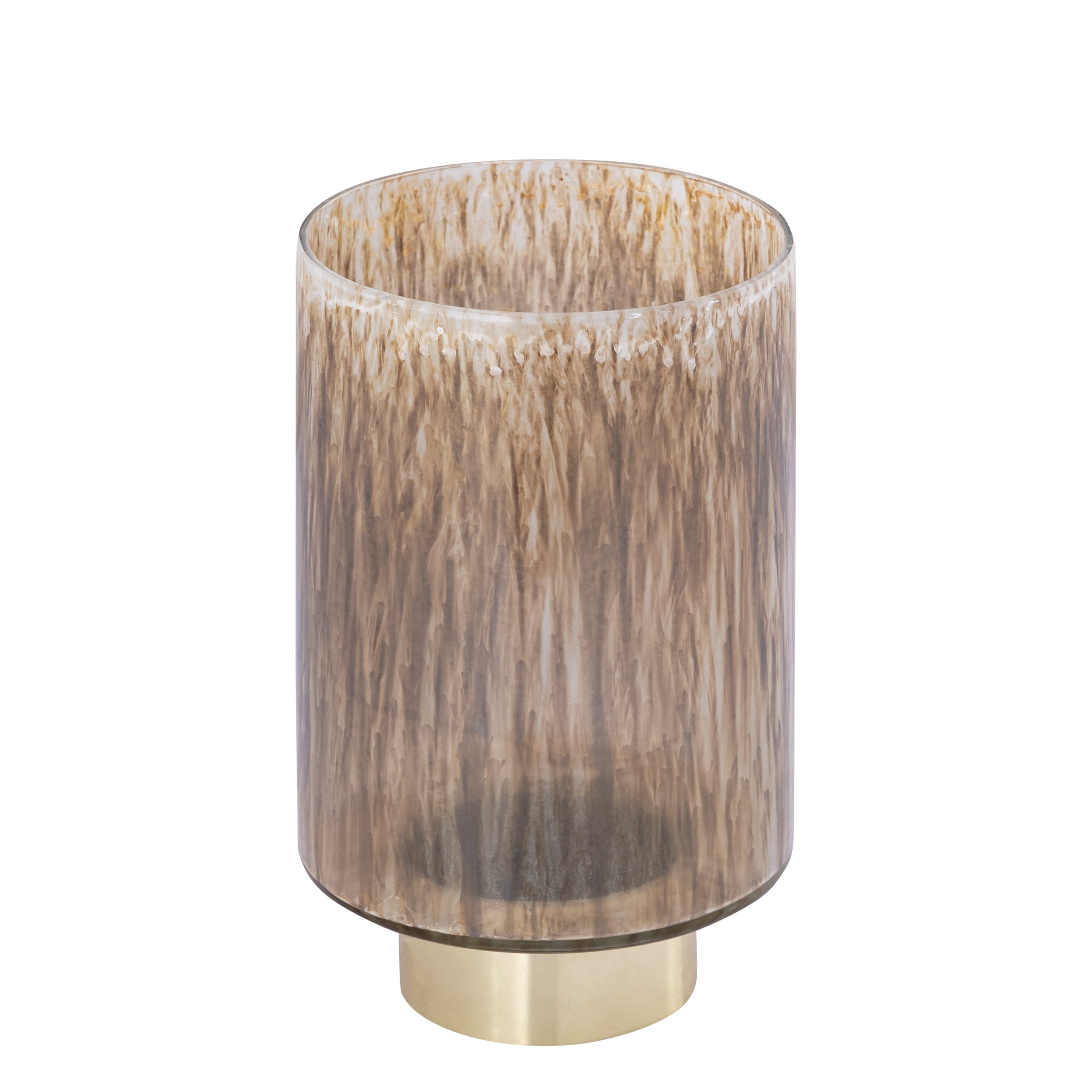 Allie Photophores en verre — Stormlight Round Metalgold Foots - Marron