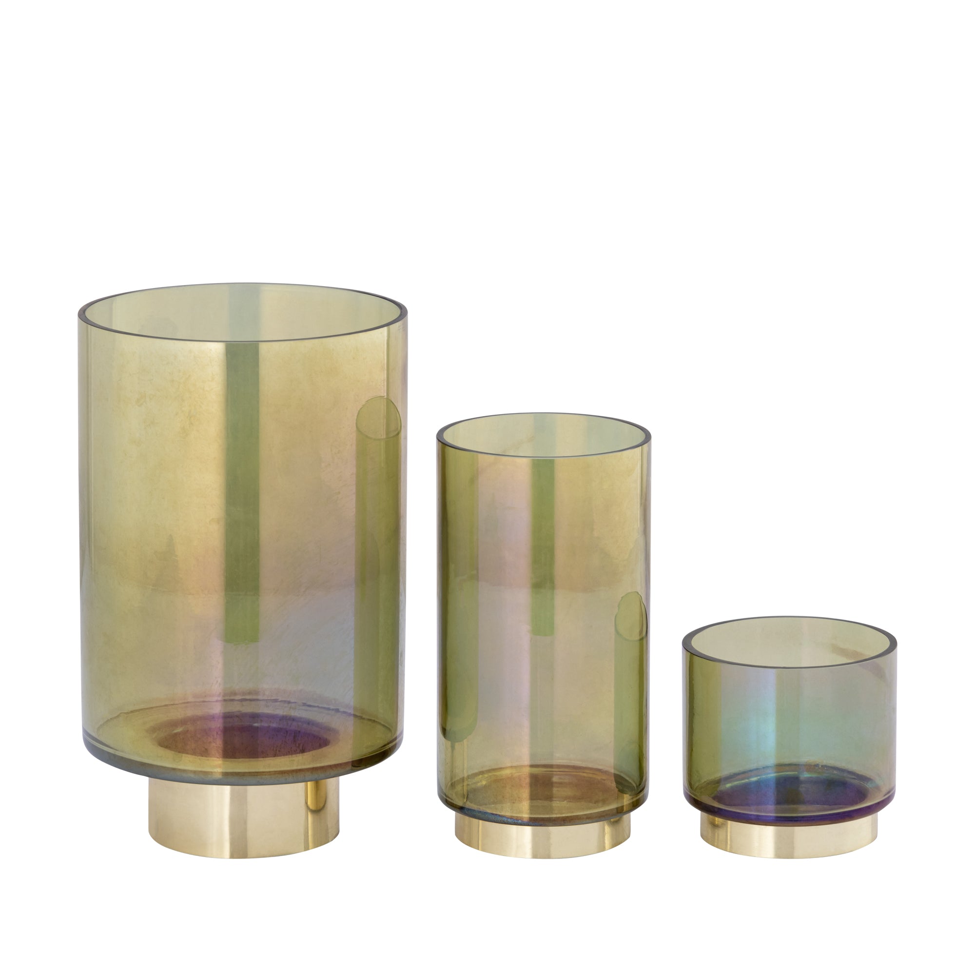 Norah Photophores en verre — Tealight With Gold Base - Vert