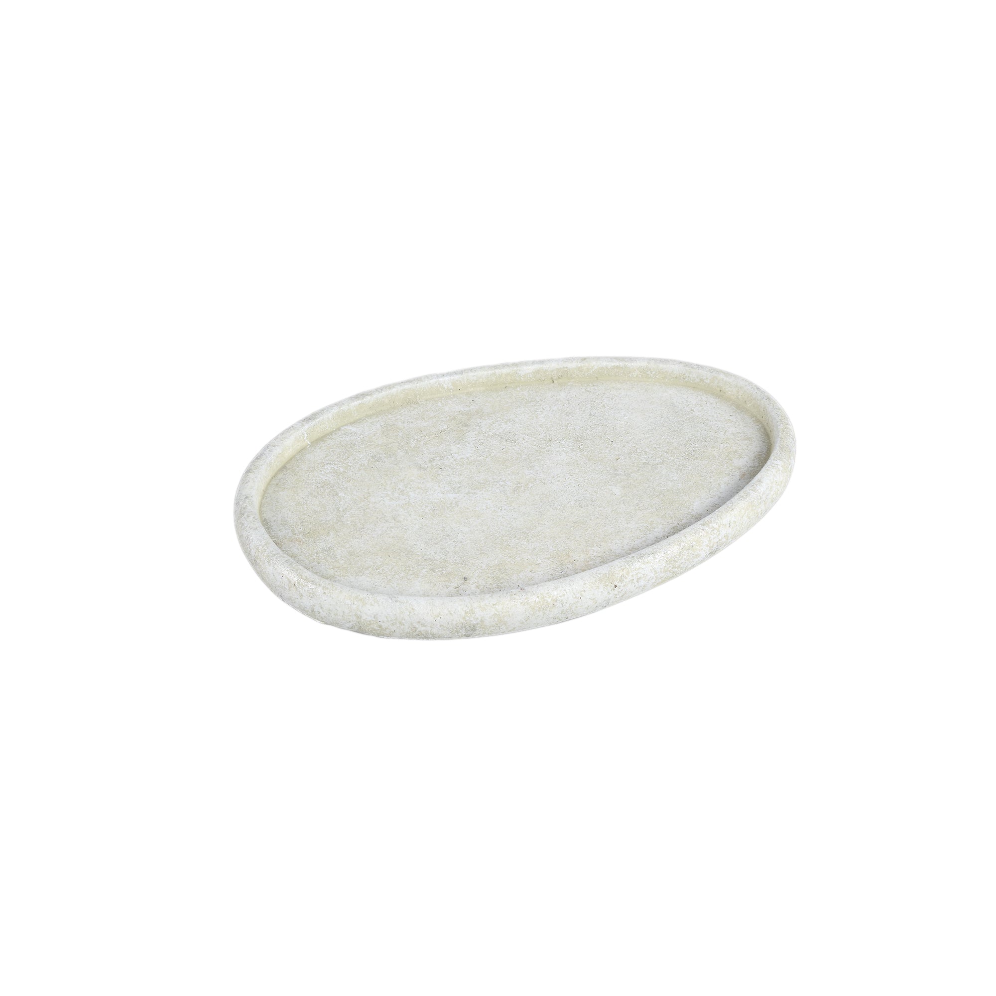 Seon White cement egg shaped plate S