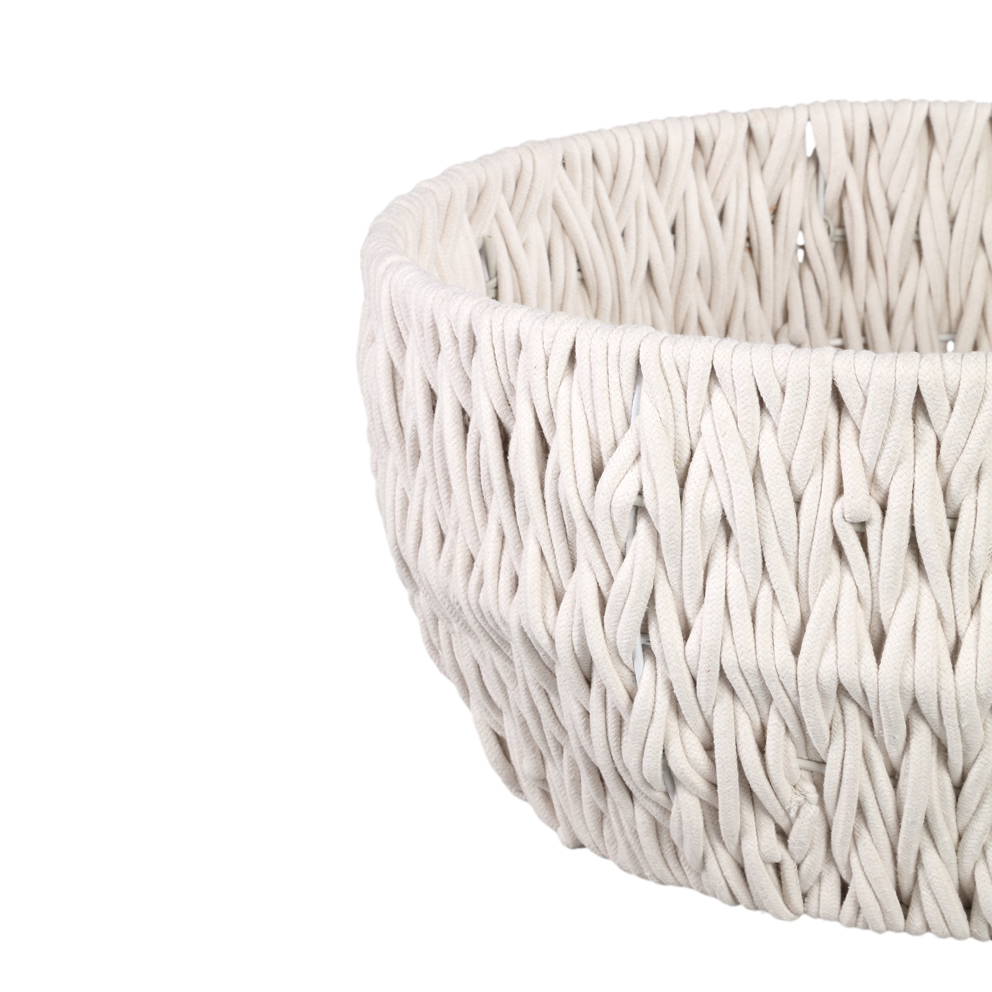 Elliot White linen rope round basket wide SV2