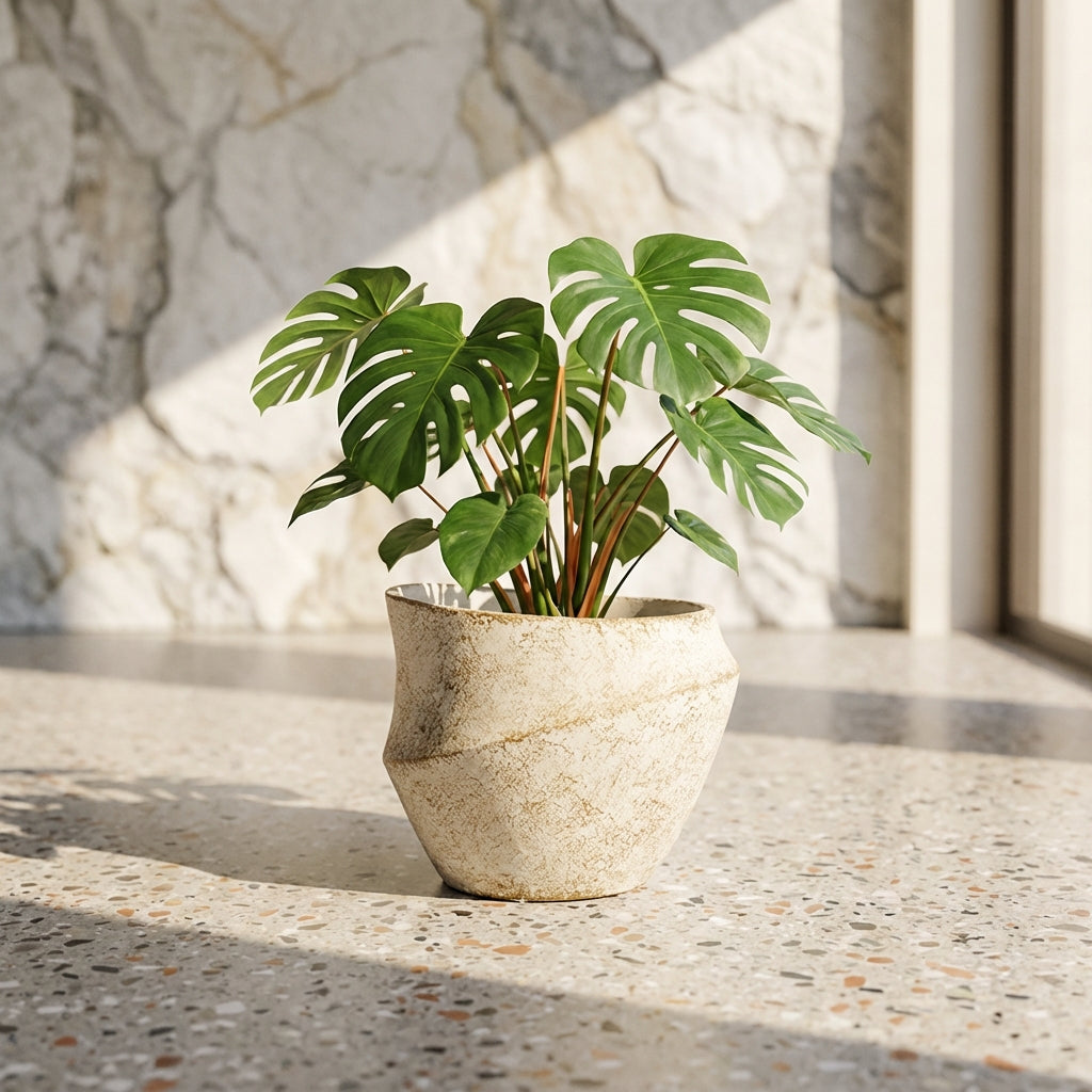 Rishell Pot en ciment - Crème