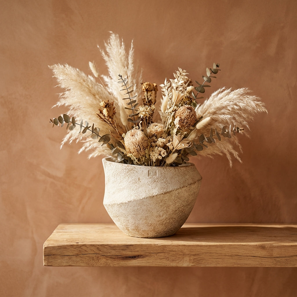 Rishell Pot en ciment - Crème