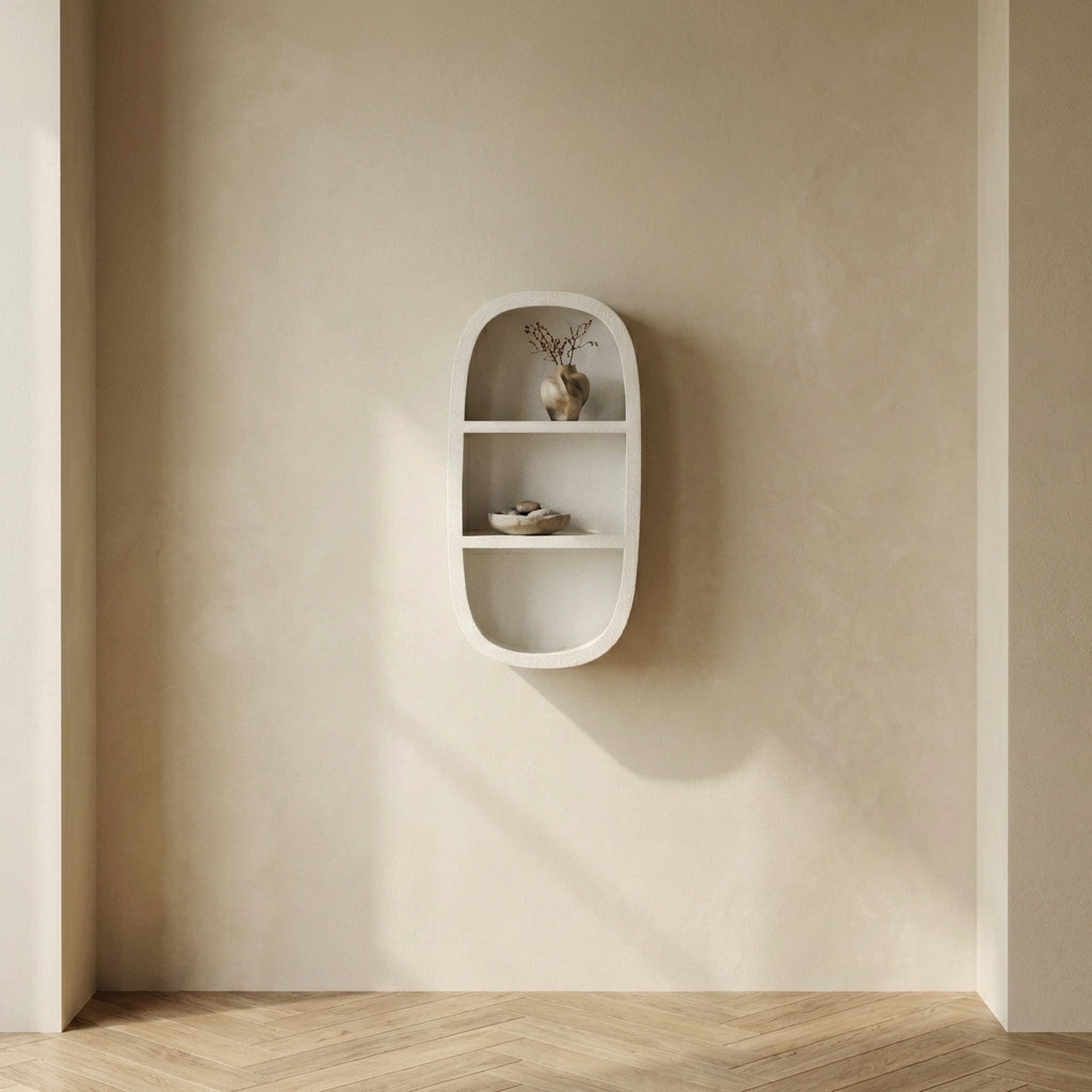 Emmelie White MDF rough oval wall rack high