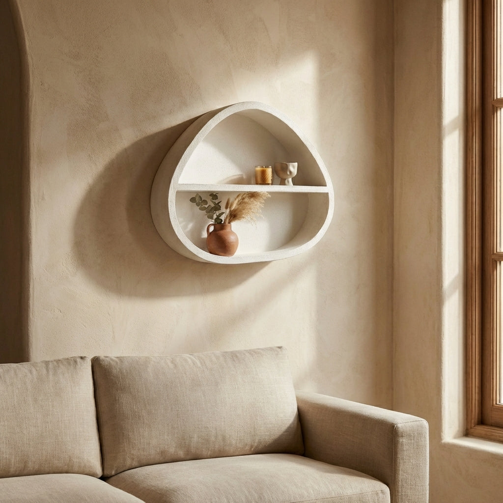 Emmelie White MDF rough oval wall rack low