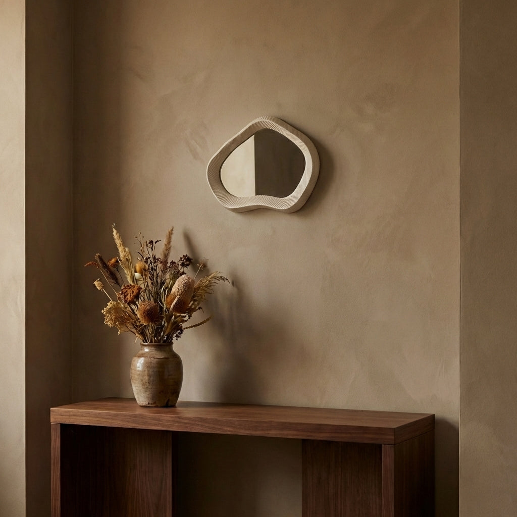 Eilish White poly organic mirror on mdf base low