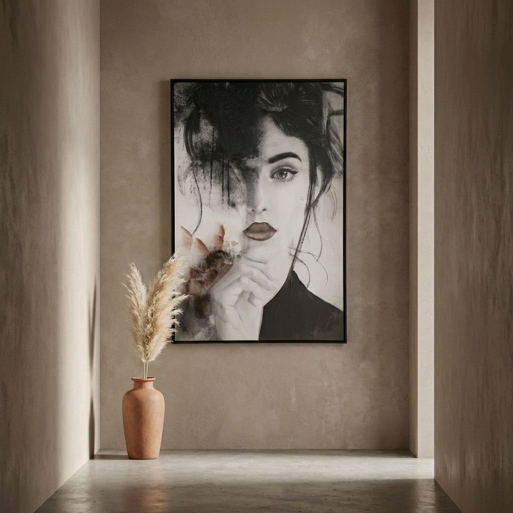 Annelies Black polyester painting rectangle woman