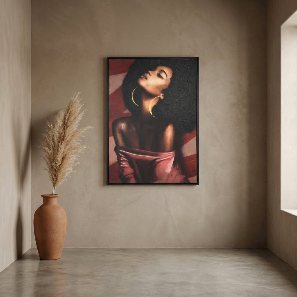 Janicia Black polyester painting rectangle woman