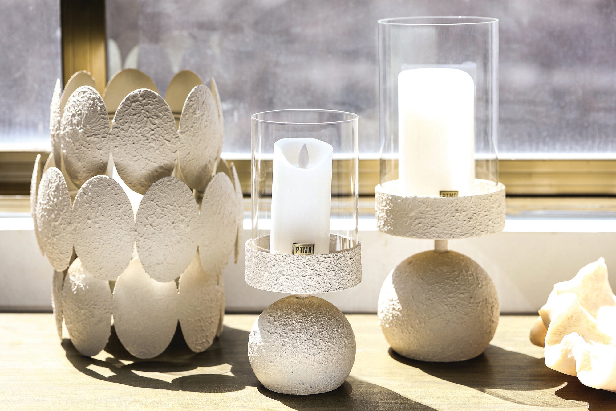 Cheska Bougeoirs en verre - Crème