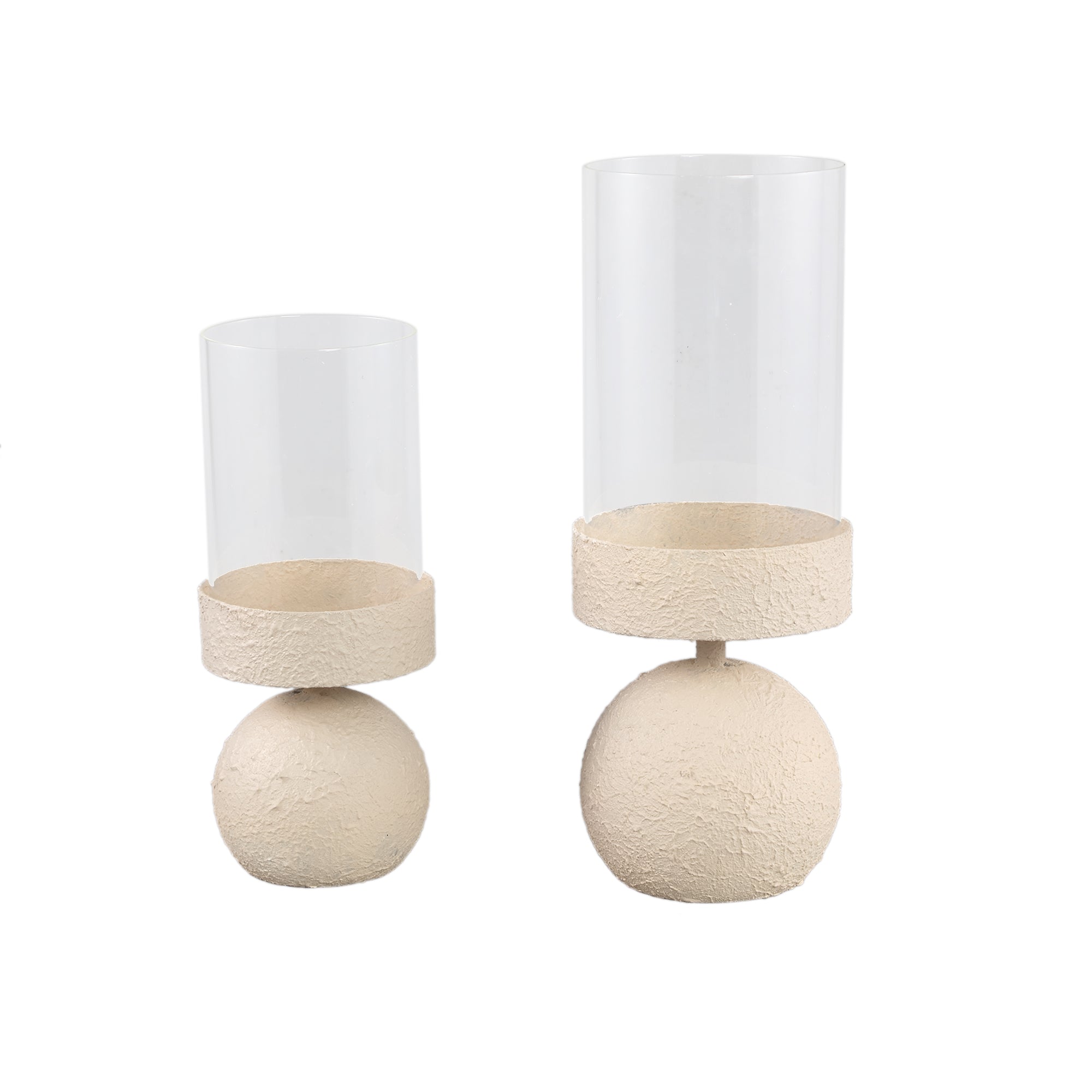 Cheska Bougeoirs en verre - Crème