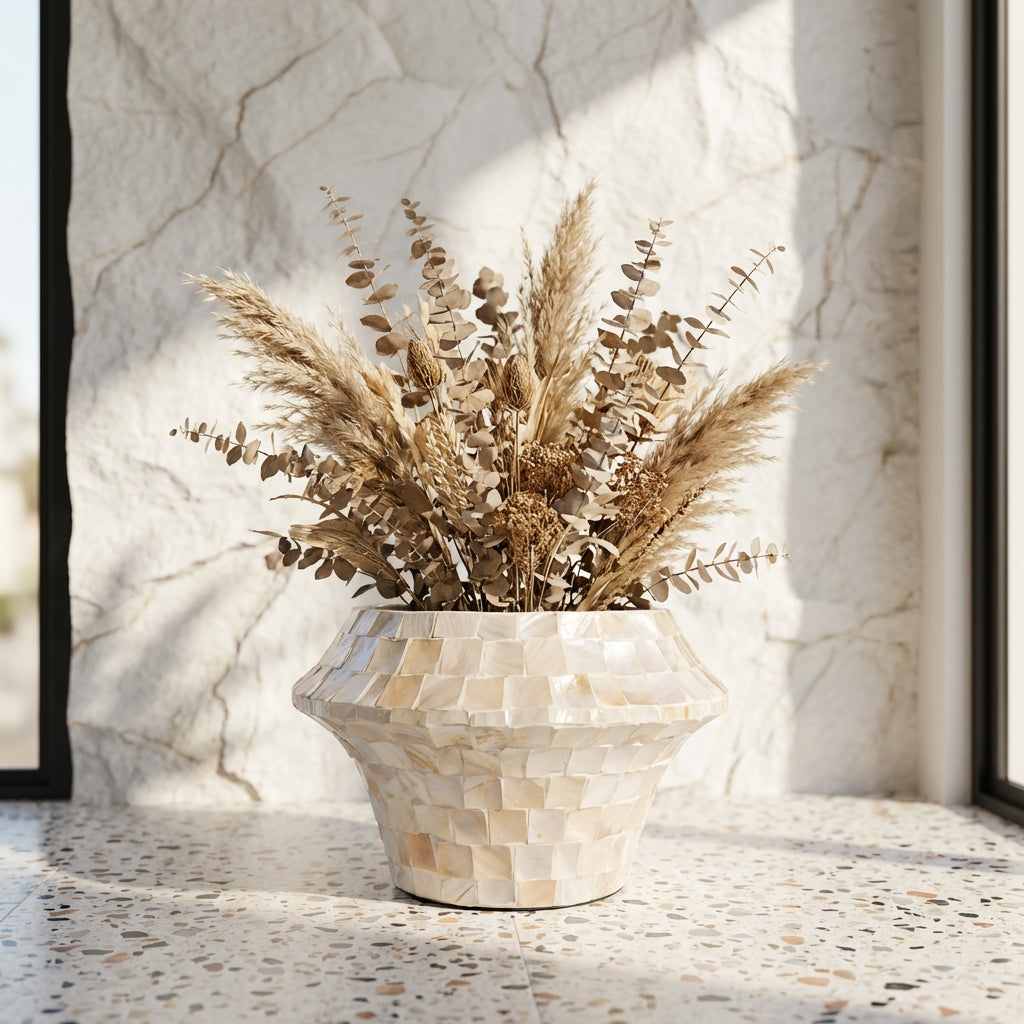 Daven Pot en bamboo - Crème