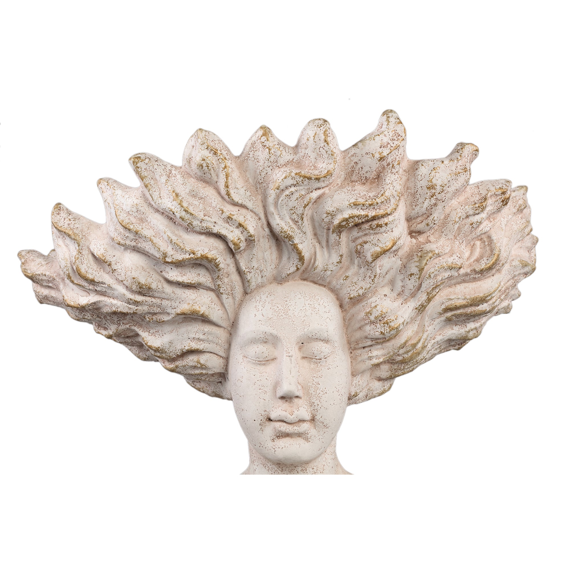 Kimbere Cream cement face shaped statue hair L