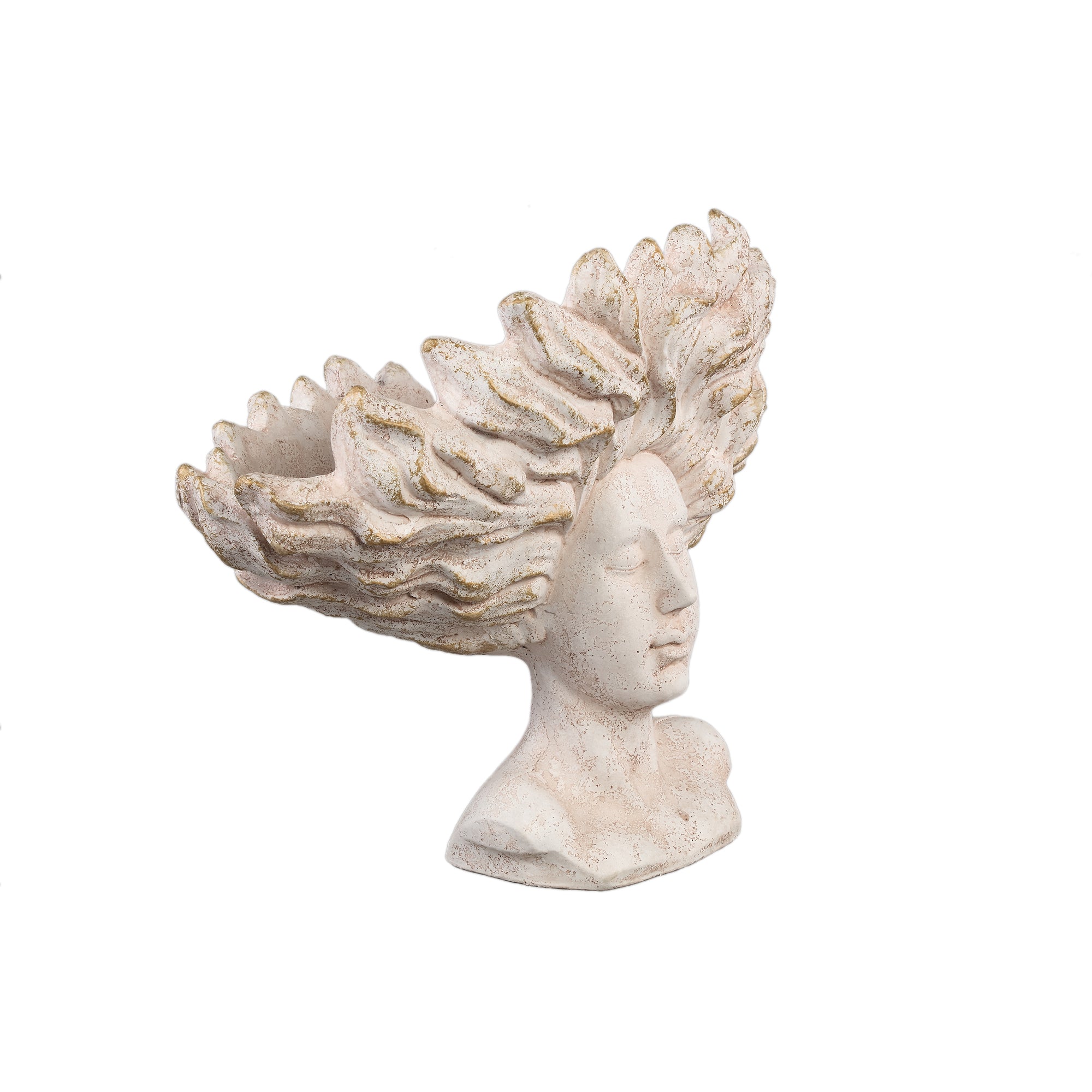 Kimbere Cream cement face shaped statue hair L