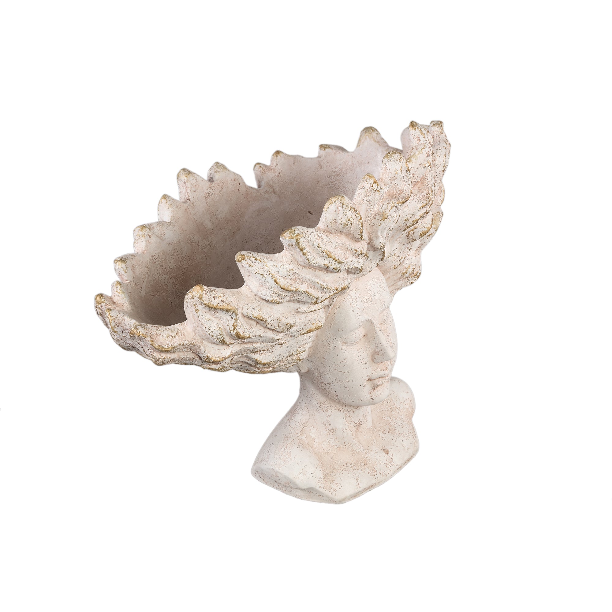Kimbere Cream cement face shaped statue hair L