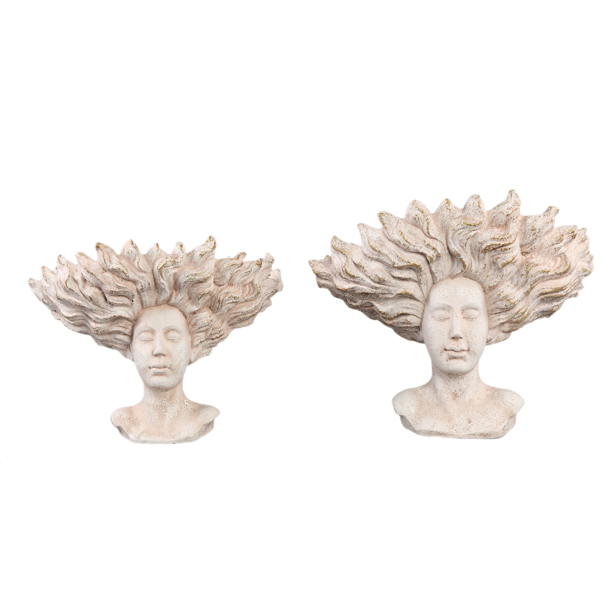 Kimbere Cream cement face shaped statue hair L