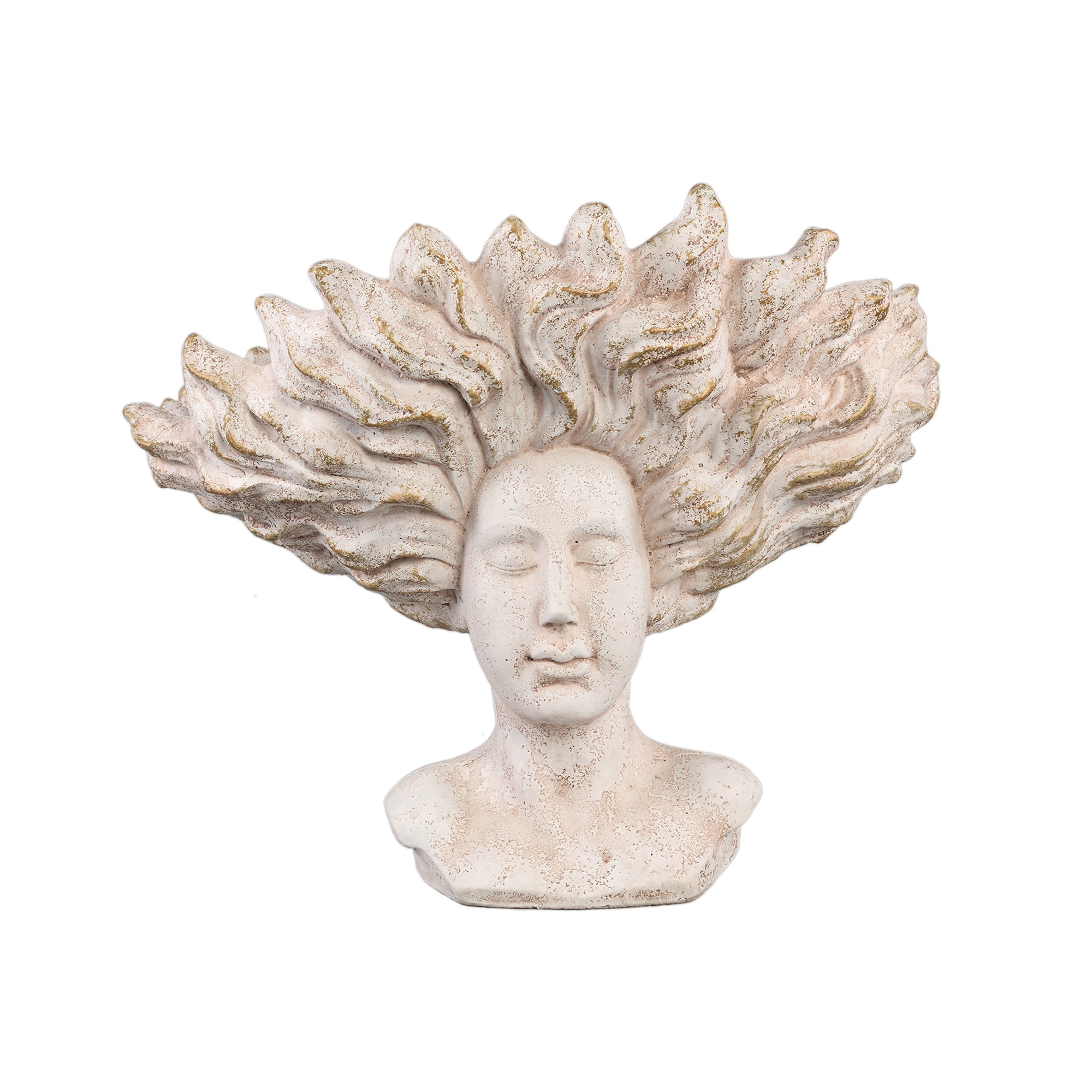 Kimbere Cream cement face shaped statue hair L