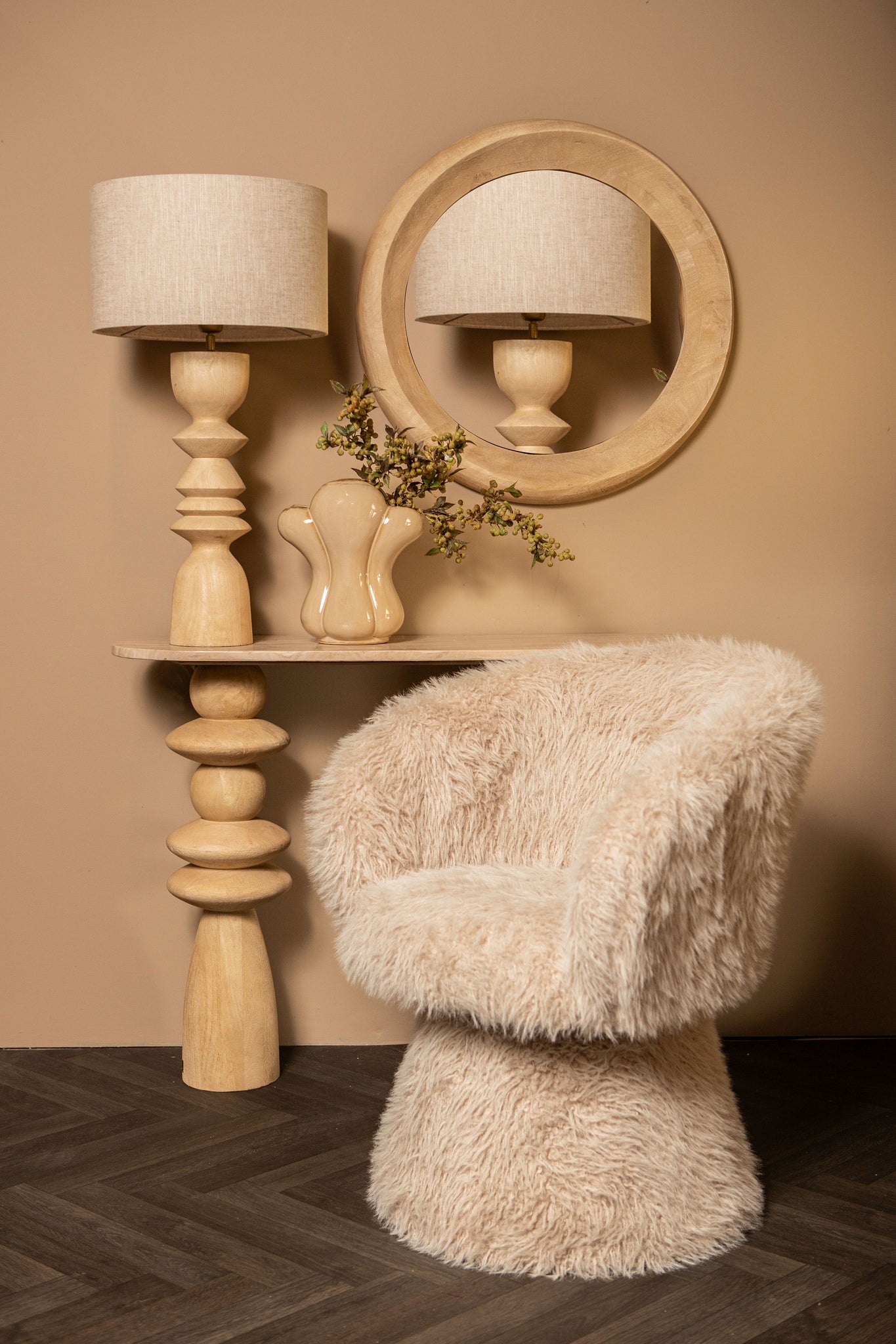 Elaine Lampes de table en bois de manguier - Naturel