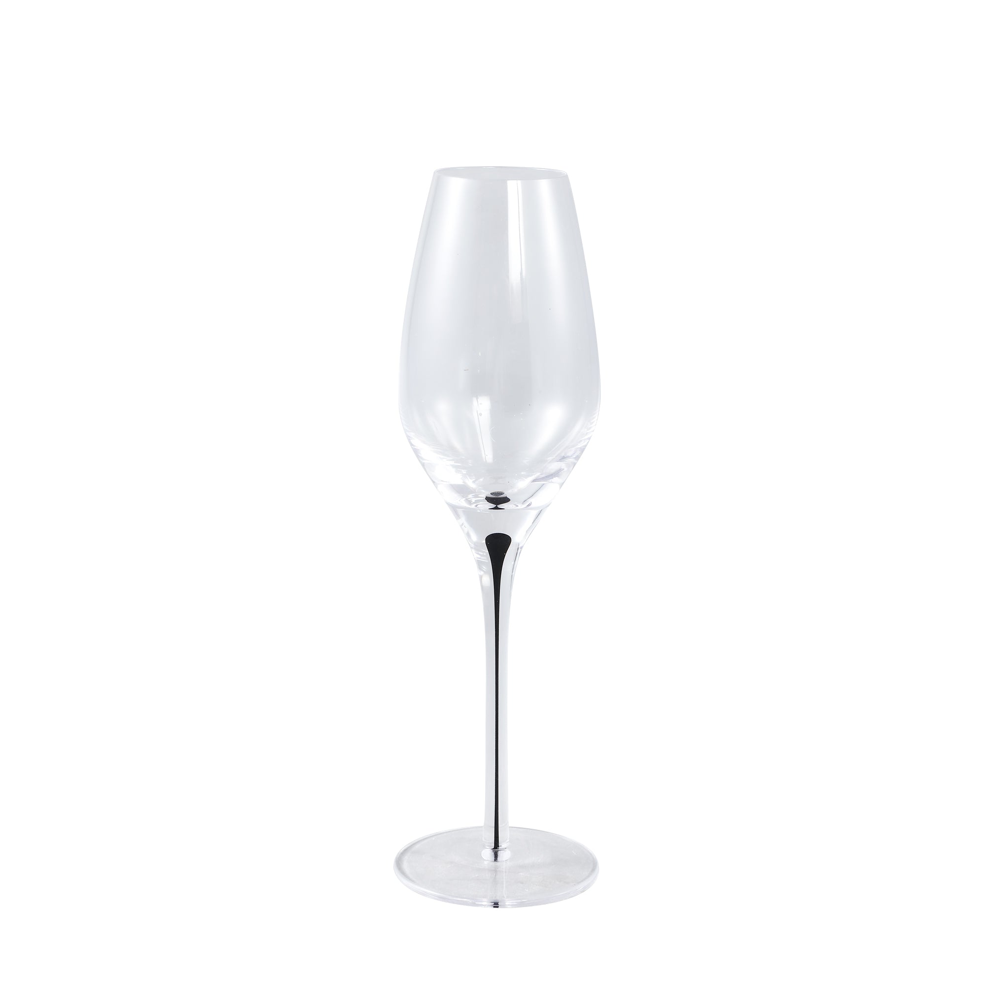 Clive Clear champagne glass black drop