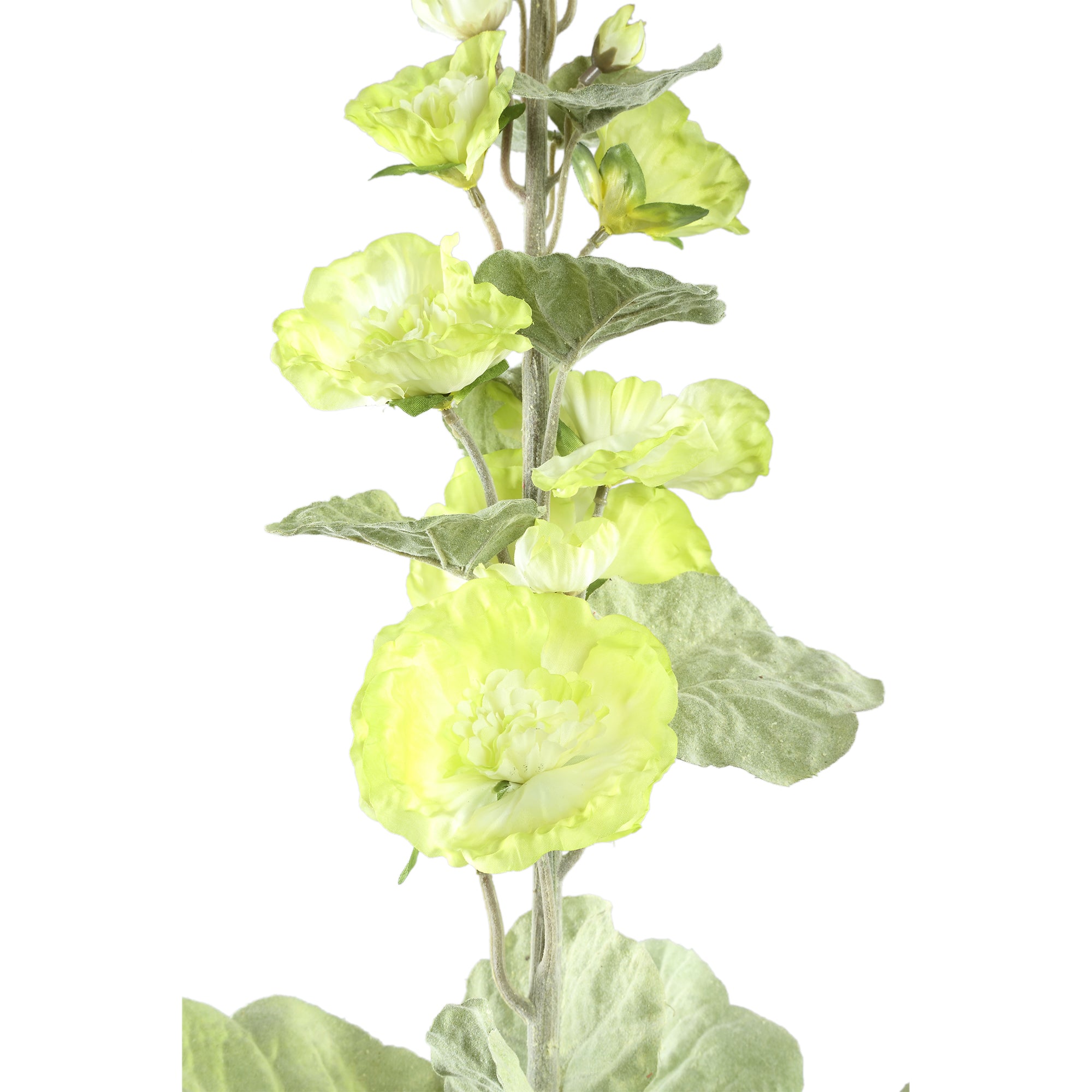 Hollyhock Flower Green spray with leaves Vert — Fleur artificielle — vue 2 | Häus