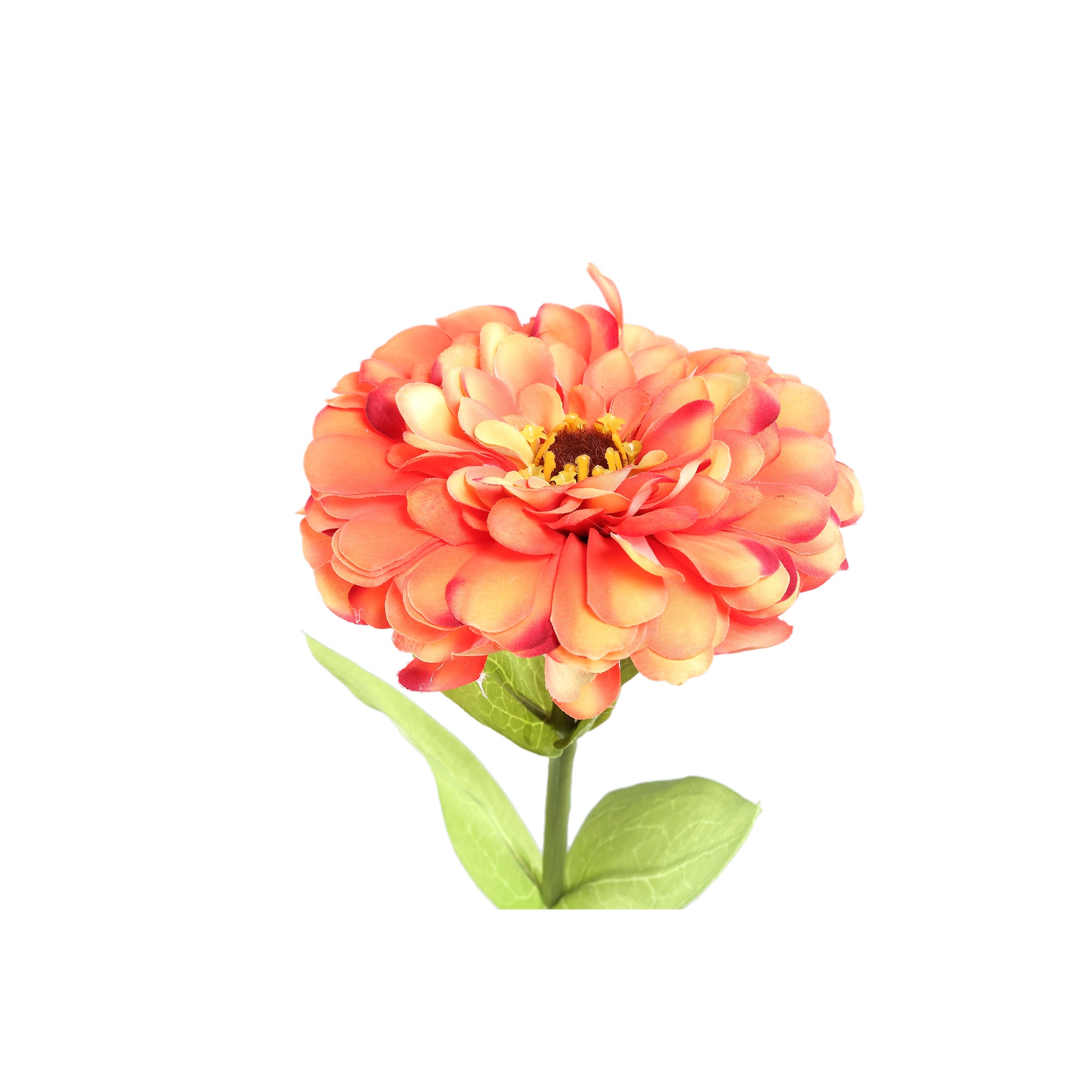 Garden Flower Orange zinnia flower with leaves Orange — Fleur artificielle — vue 2 | Häus