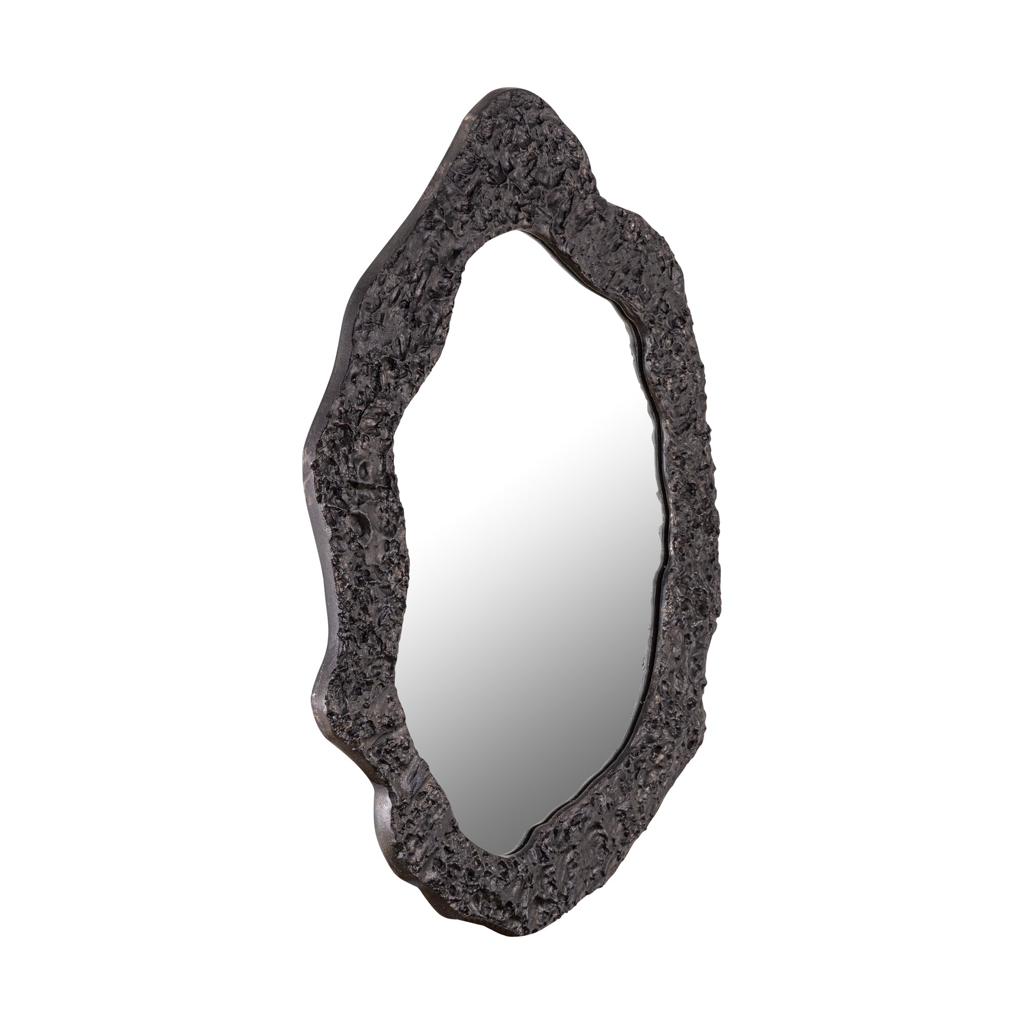 Morina Black alu mirror organic oval shape