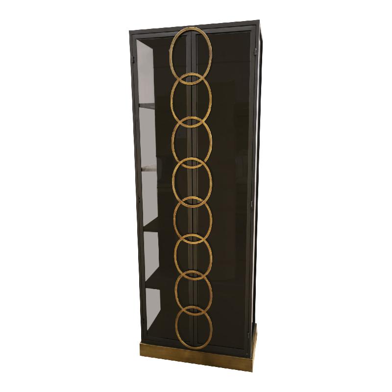 Riho Black metal cabinet high smoky glass doors
