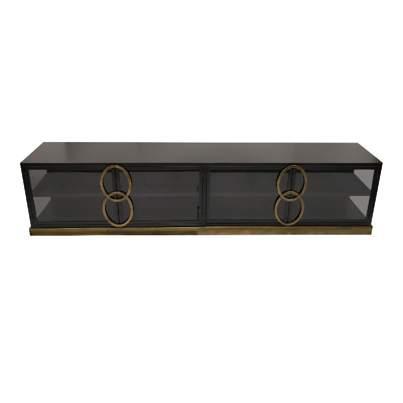 Riho Black metal cabinet low smoky glass doors