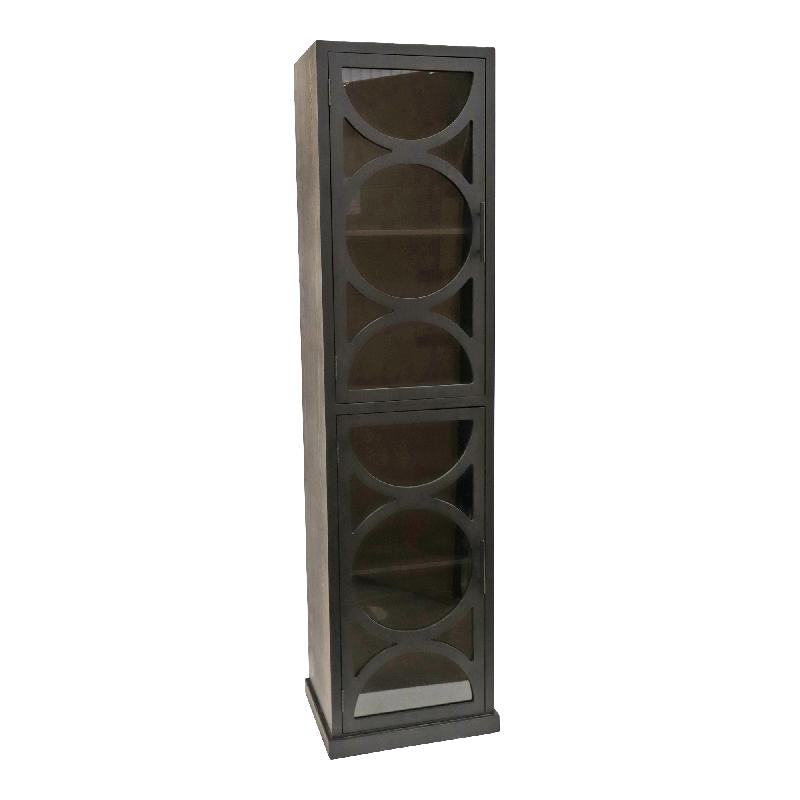 Dailey Black wooden cabinet smoky glass door
