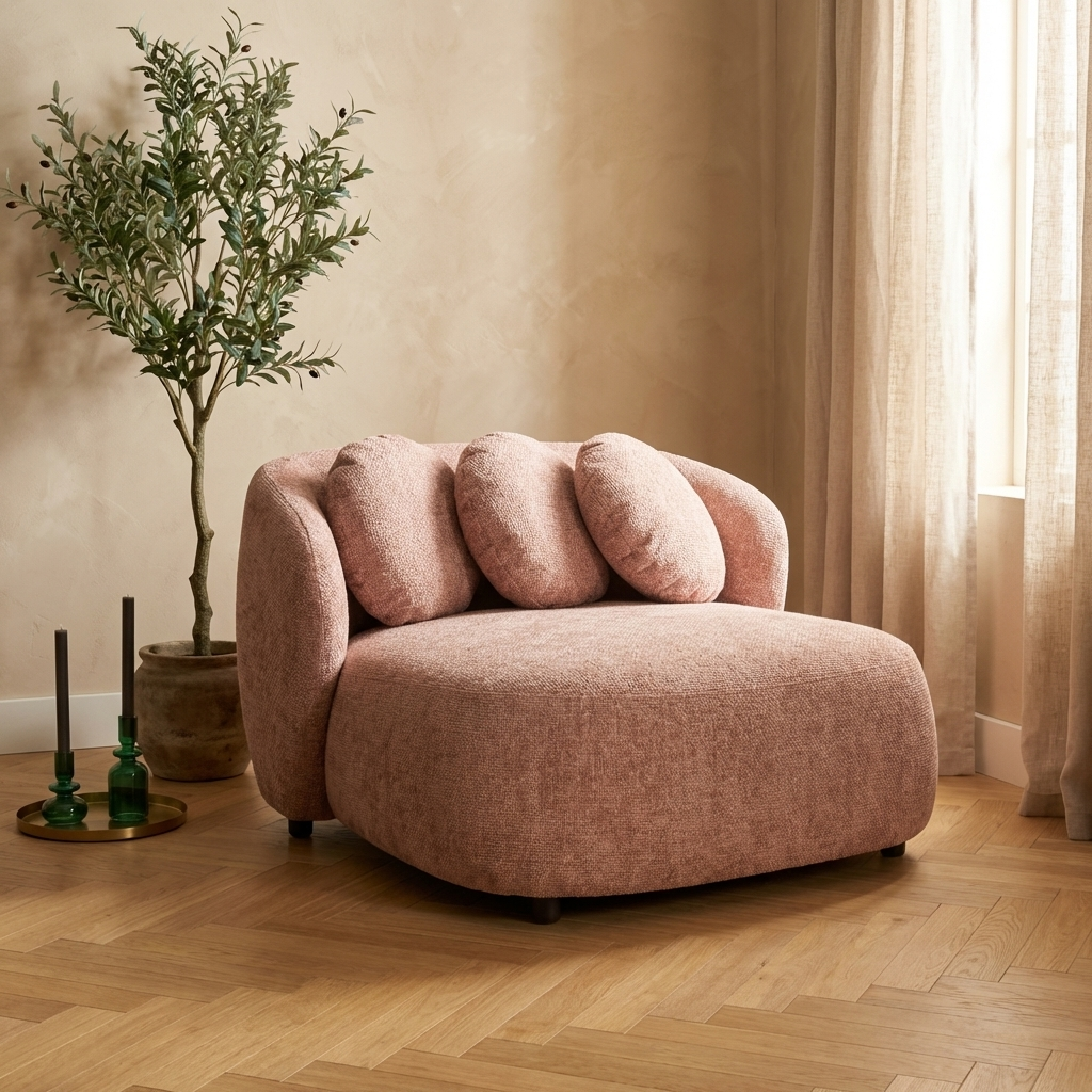 Causeuse Aphrodite — Rose Legacy Flamingo — Fauteuil design premium | Häus