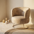 Fauteuil Carice — Beige Infinity Beige Base Dorée