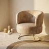 Fauteuil Carice — Beige Infinity Beige Base Dorée