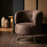 Fauteuil Carice — Marron Infinity Bison Base Dorée