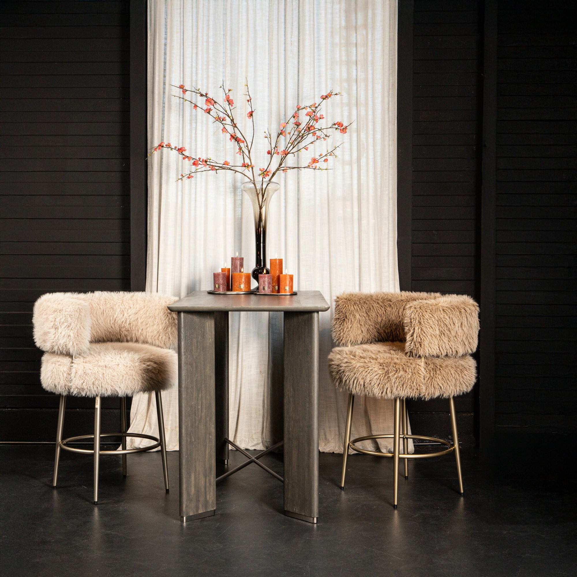 Hair brown bar chair brown metal base - Photo 2