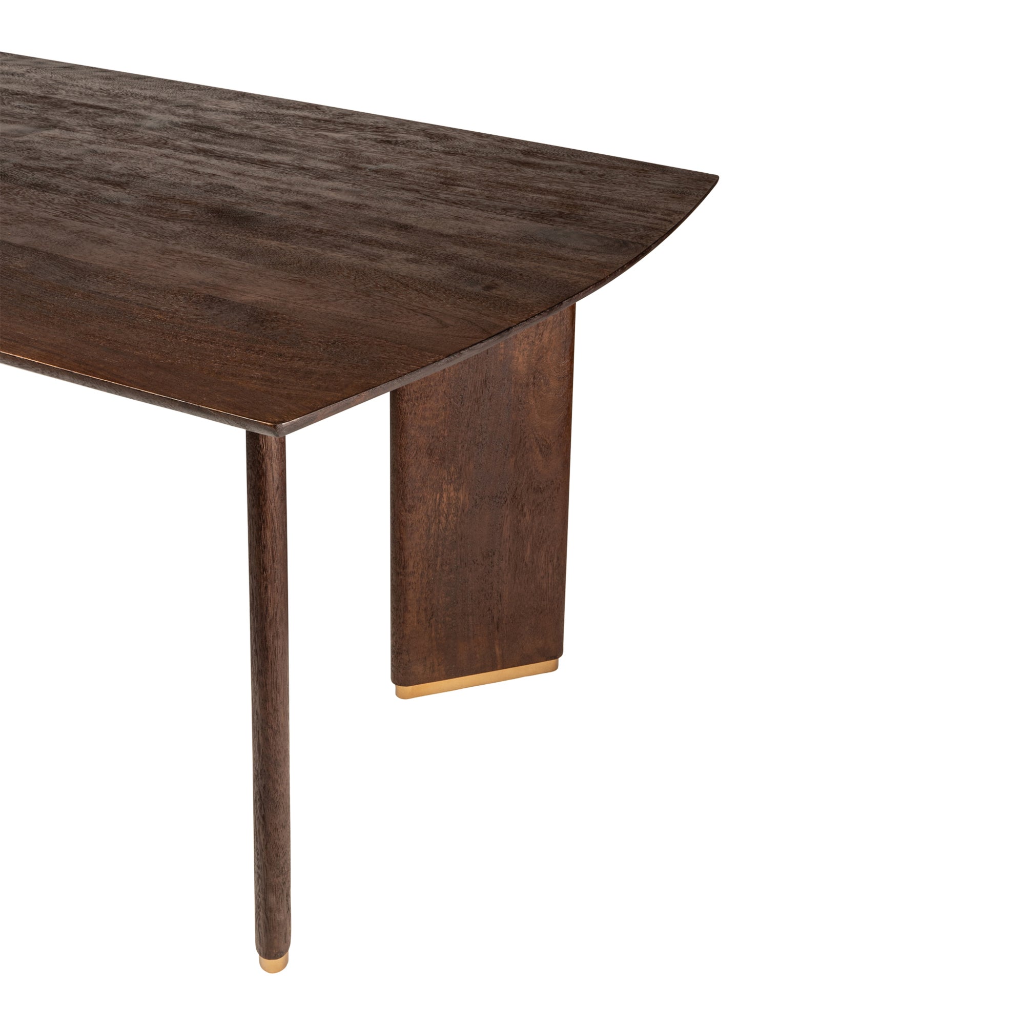 Liber Brown mango wood dining table 240cm gold leg