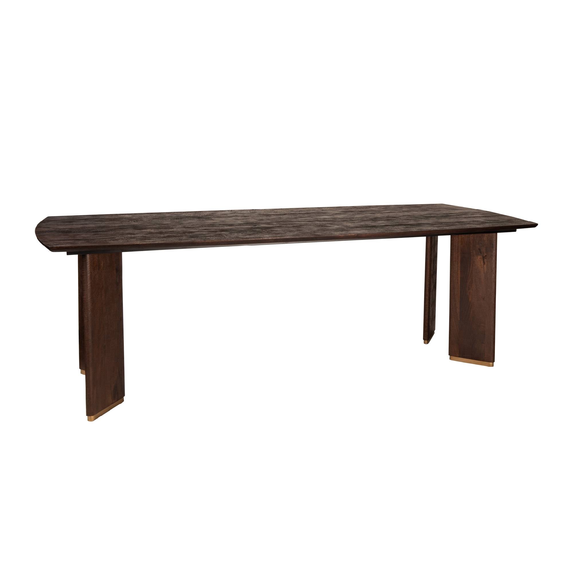 Liber Brown mango wood dining table 240cm gold leg
